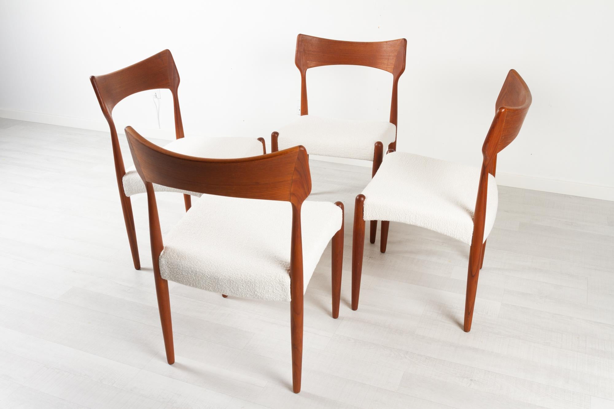 Mid-20th Century Vintage Danish Teak Dining Chairs by Bernhard Pedersen & Søn 1960s, Set of 4