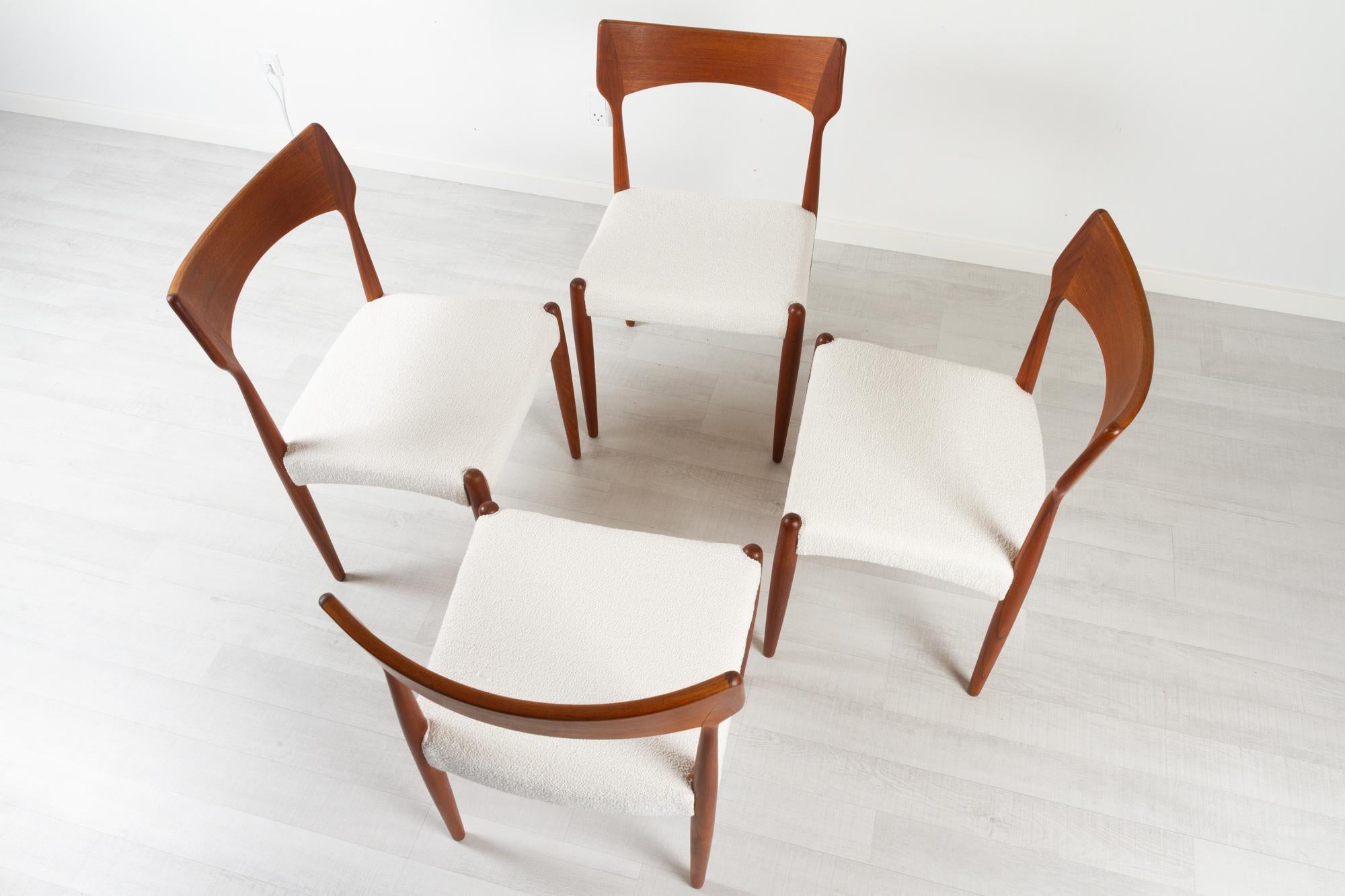 Vintage Danish Teak Dining Chairs by Bernhard Pedersen & Søn 1960s, Set of 4 1
