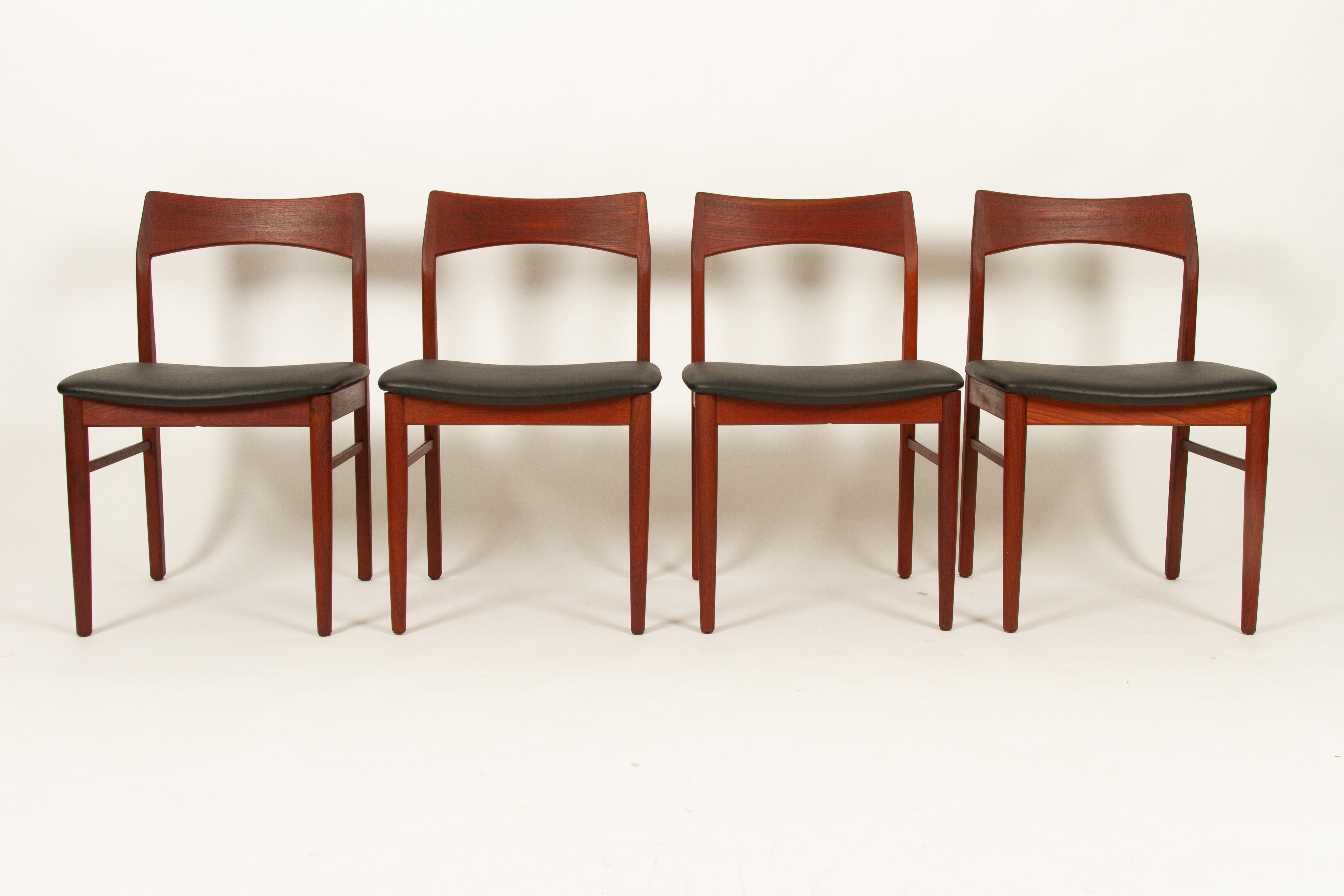 Scandinavian Modern Vintage Danish Teak Dining Chairs by Henning Kjærnulf by Vejle Møbler, 1960s