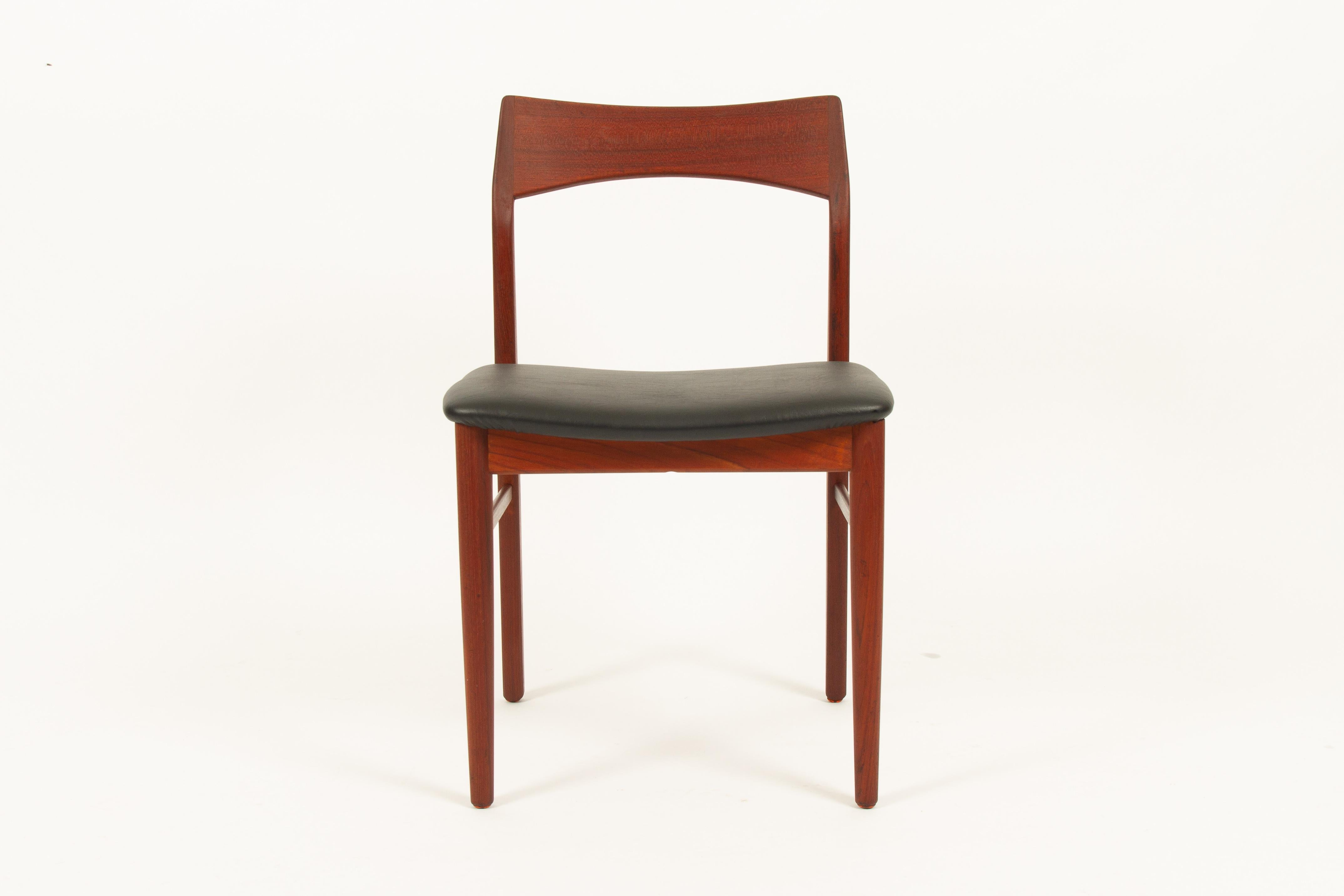 Faux Leather Vintage Danish Teak Dining Chairs by Henning Kjærnulf by Vejle Møbler, 1960s