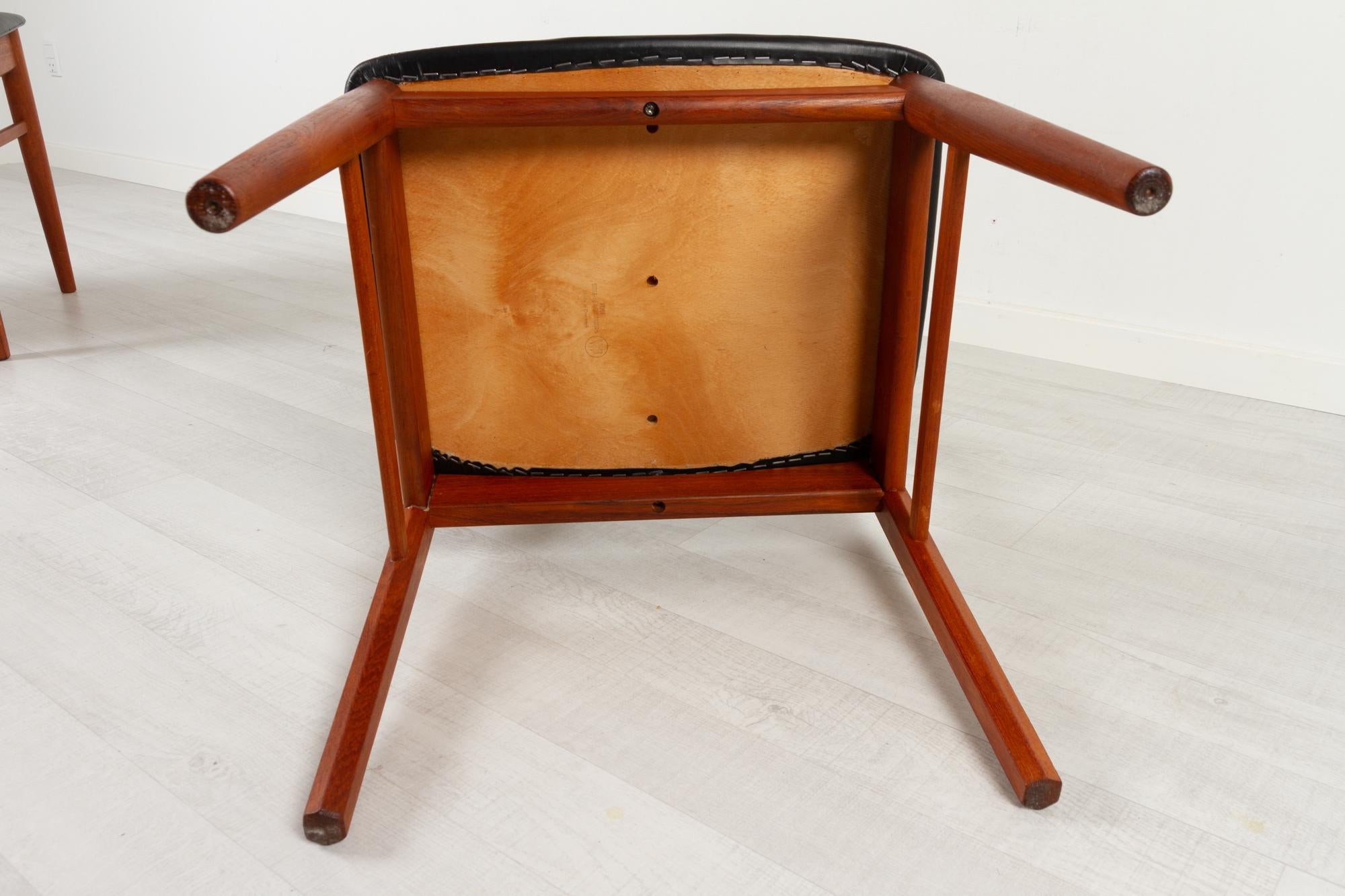 Vintage Danish Teak Dining Chairs by Kjærnulf for Vejle Møbelfabrik, 1960s For Sale 12