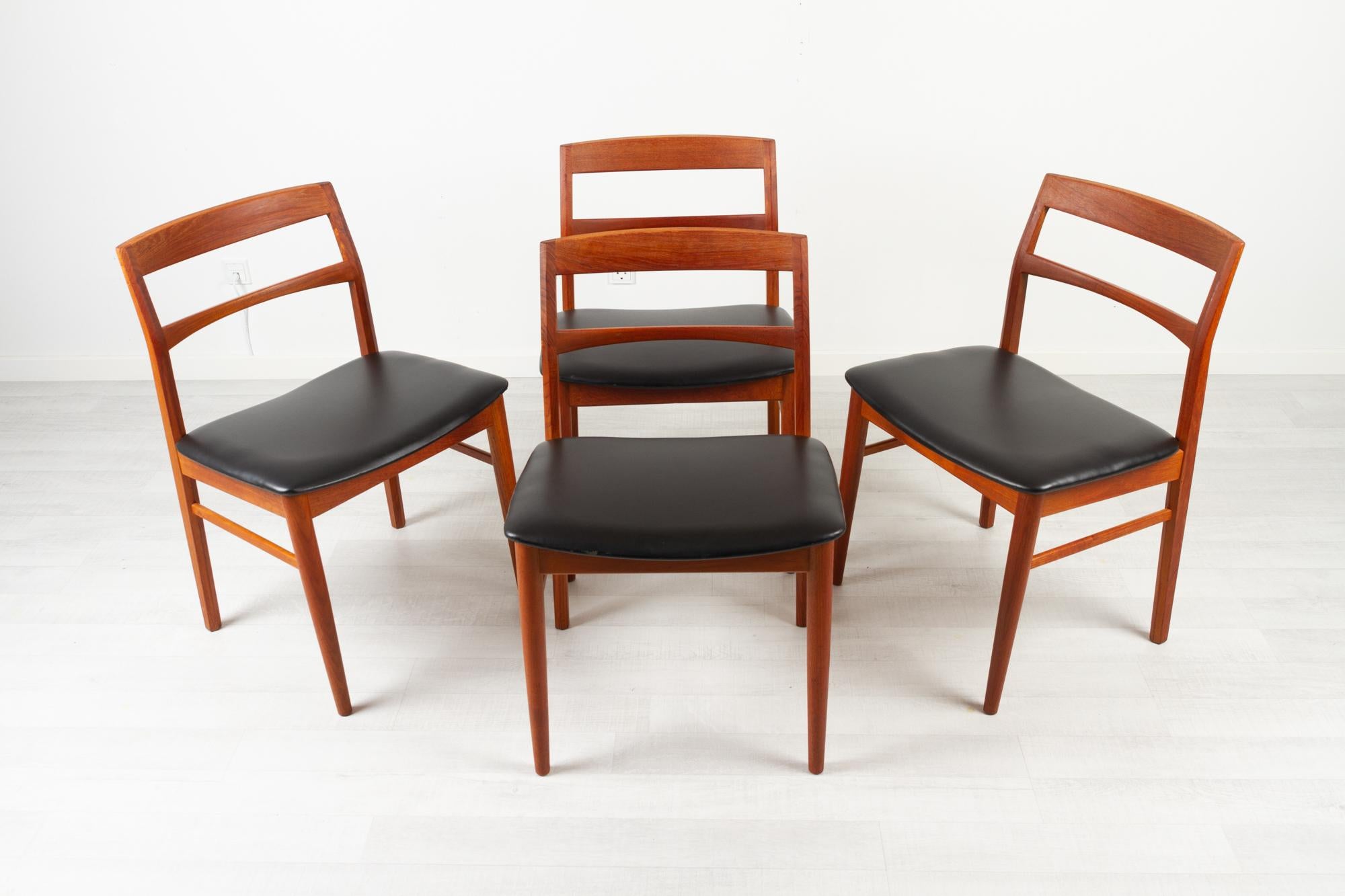 Mid-20th Century Vintage Danish Teak Dining Chairs by Kjærnulf for Vejle Møbelfabrik, 1960s For Sale