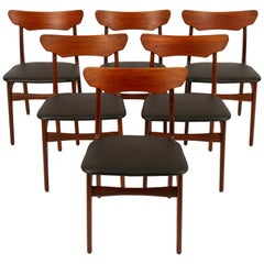 Vintage Danish Teak Dining Chairs from Schiønning & Elgaard 1960s Set of 6