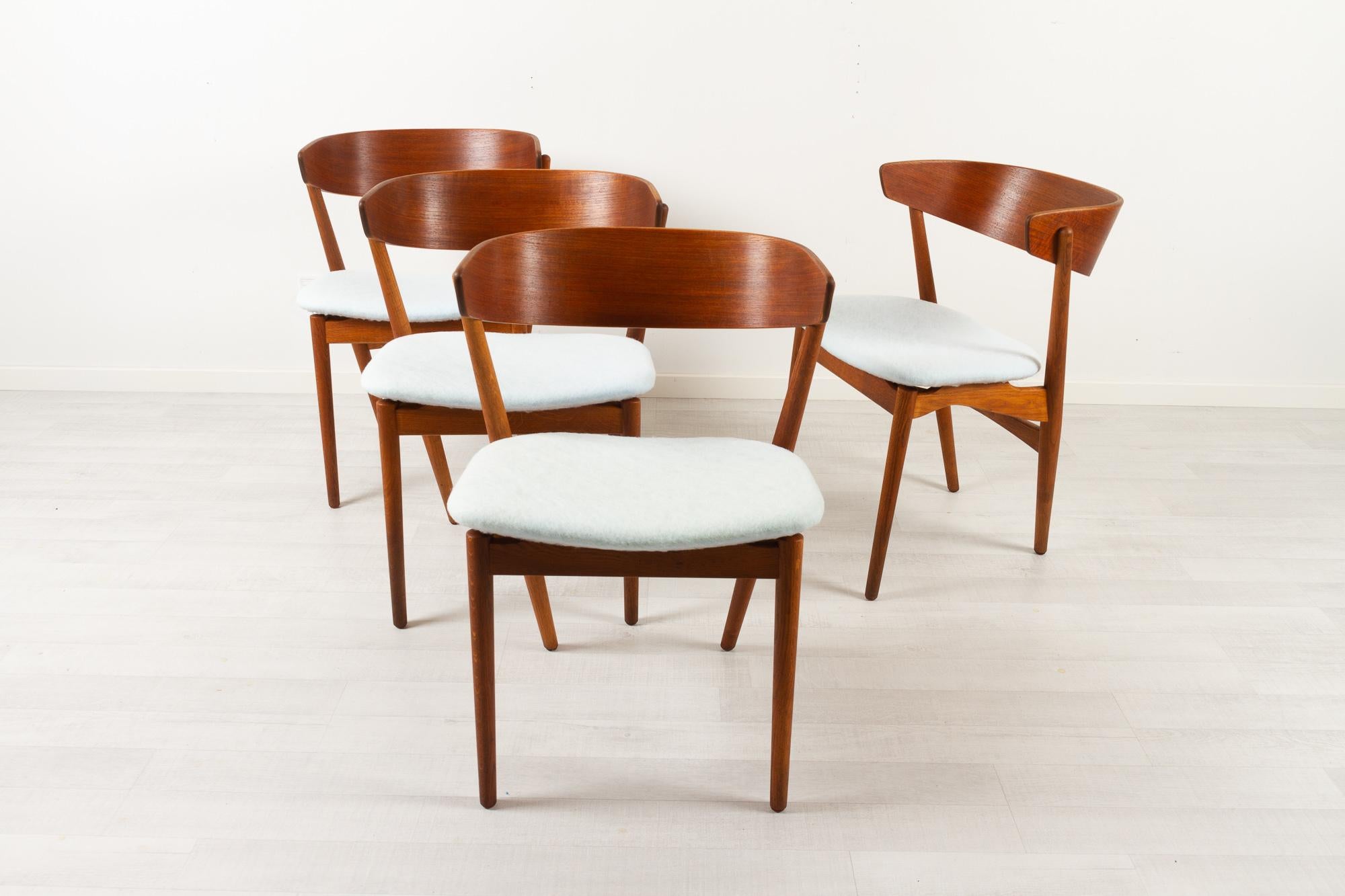 Mid-Century Modern Vintage Danish Teak Dining Chairs No. 7 by Helge Sibast 1960s Set of 4 For Sale
