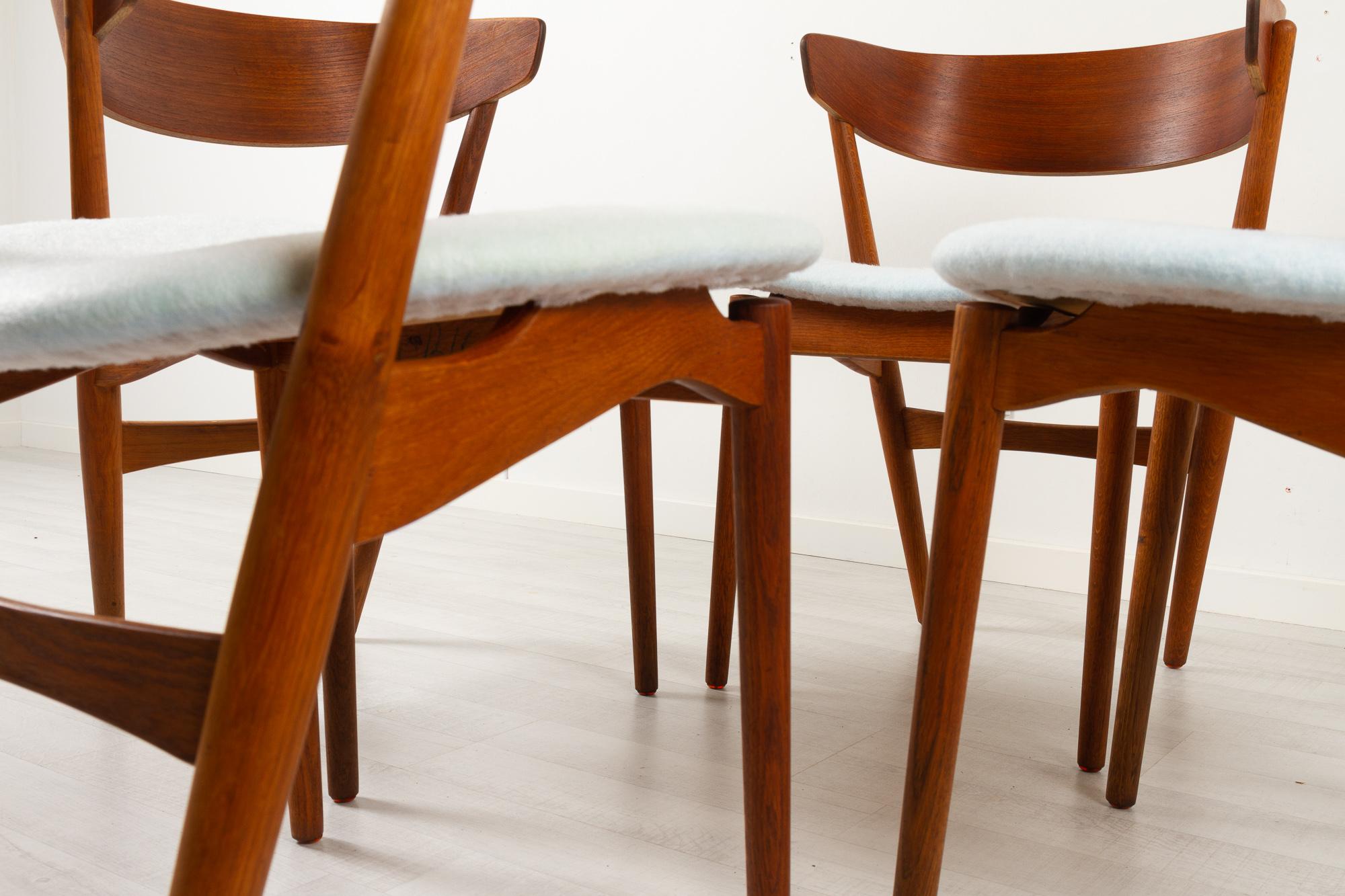 Vintage Danish Teak Dining Chairs No. 7 by Helge Sibast 1960s Set of 4 2