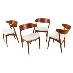 Sedie da pranzo danesi vintage in teak n. 7 di Helge Sibast 1960, set di 4 pezzi