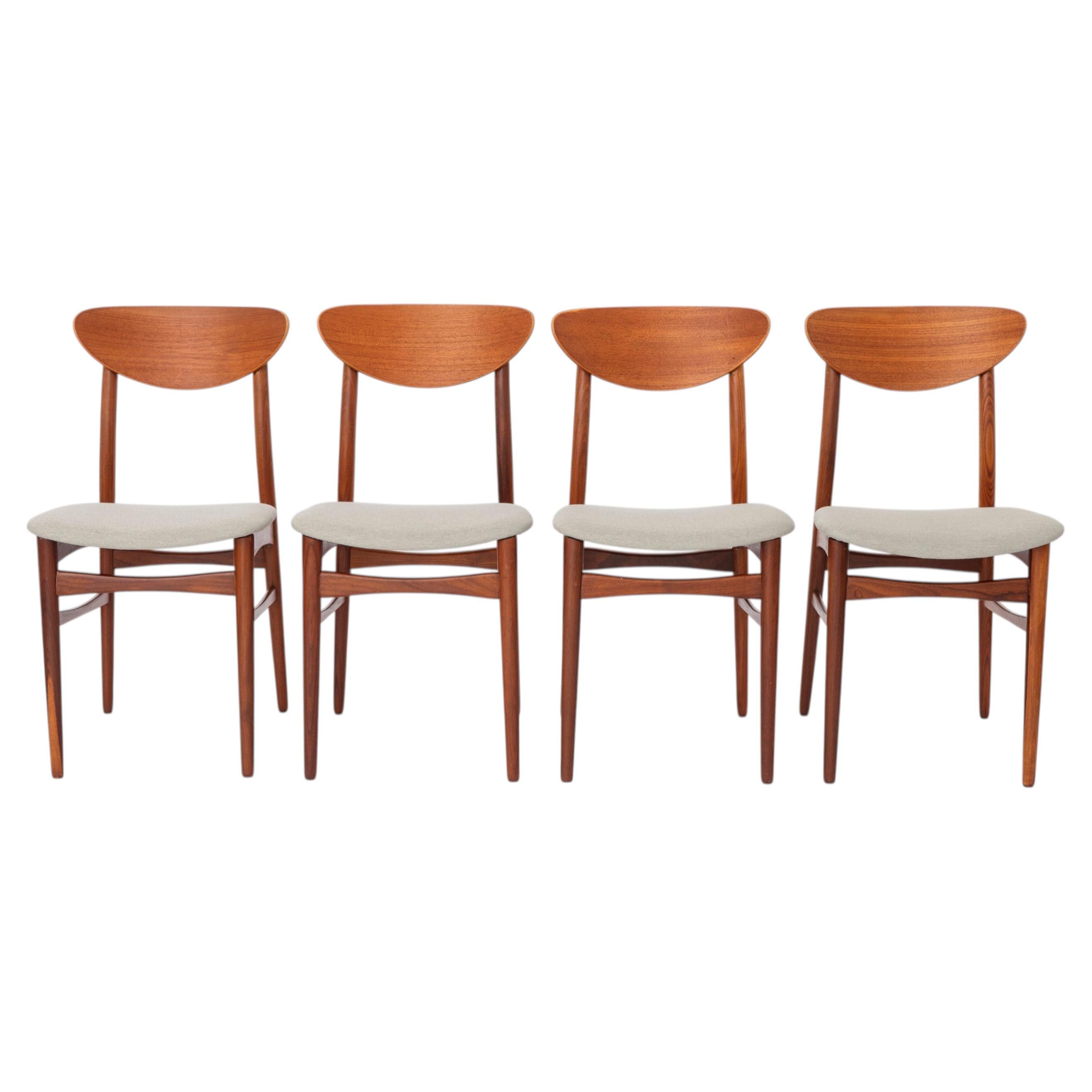 Vintage Danish Teak Dining Chairs, Set of 4, 1960s Scandinavian Mid Century For Sale