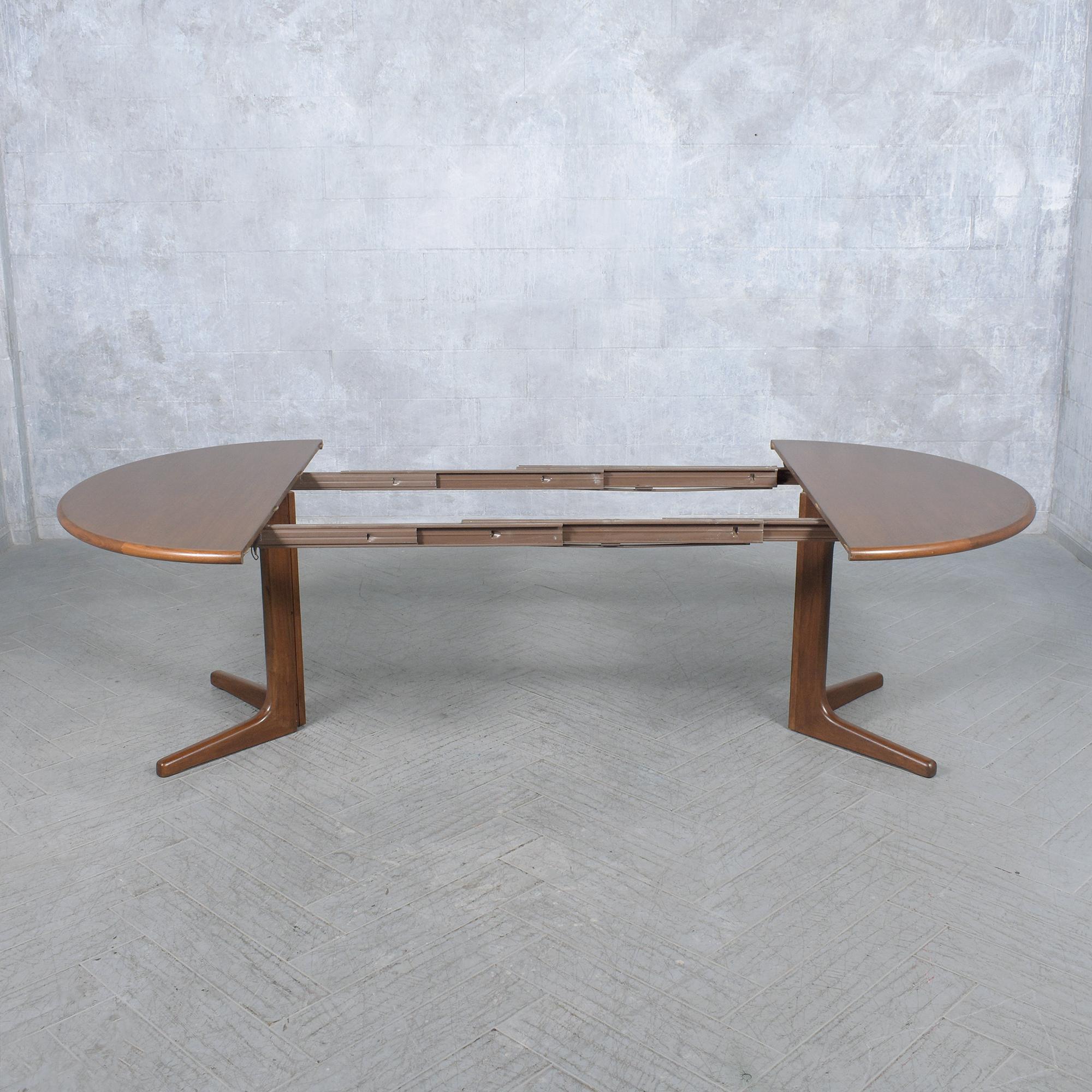 Stained Vintage Danish Extendable Teak Dining Table  Seats 10 For Sale