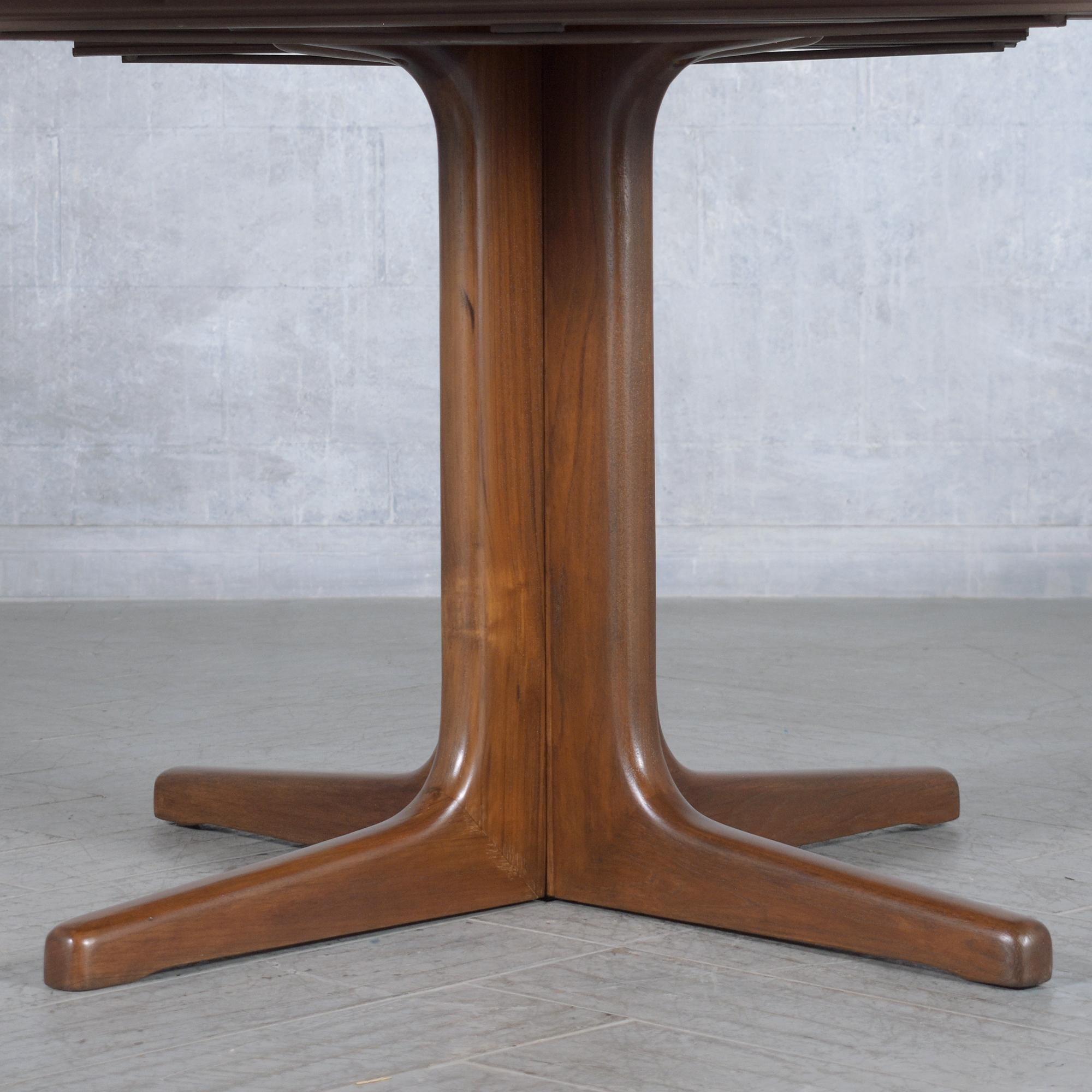 Vintage Danish Extendable Teak Dining Table with Pedestal Legs 3