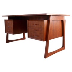 Vintage Danish Teak Double Pedestal Executive Desk, 1960s