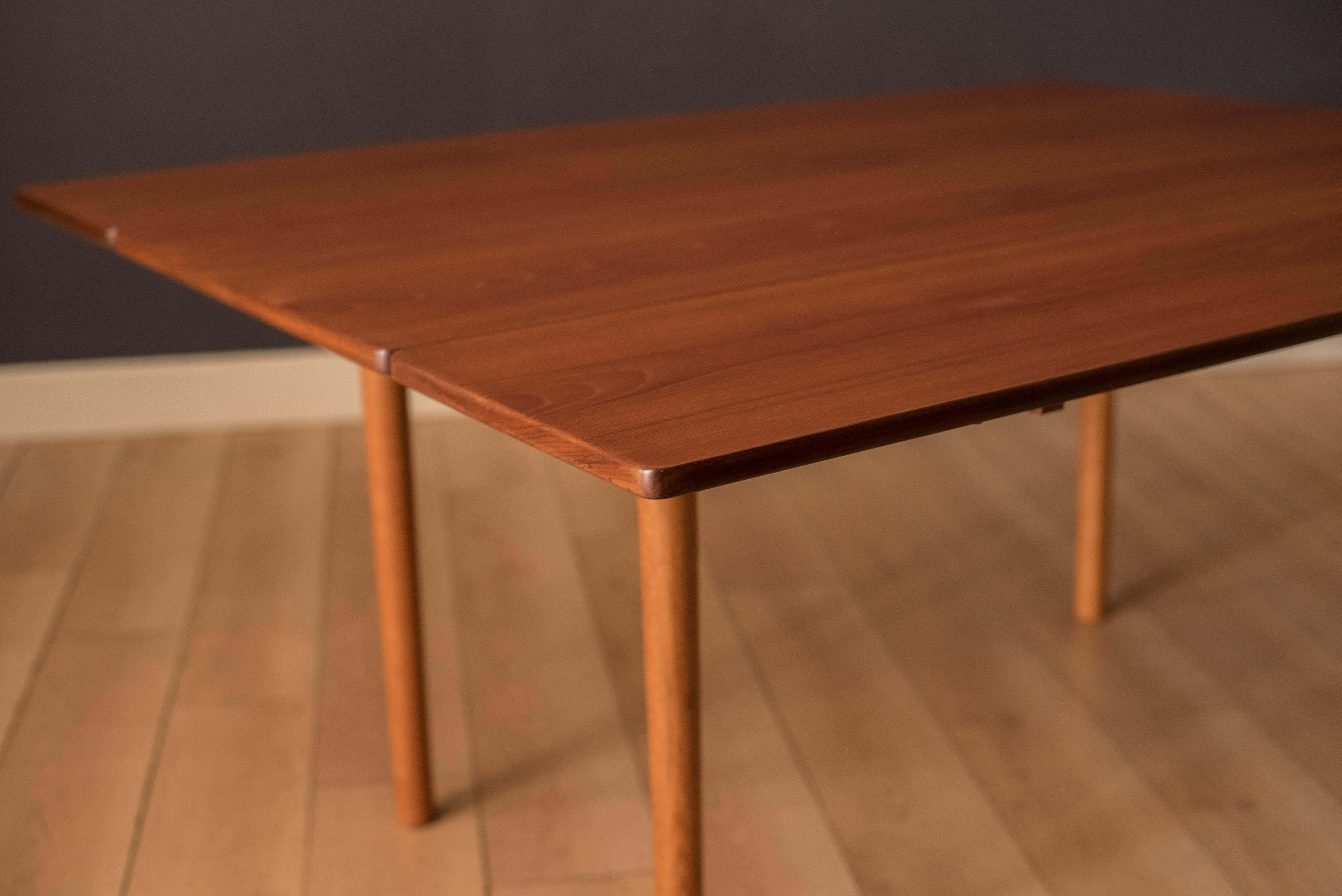 Brass Vintage Danish Teak Drop Leaf Extension Dining Table by Borge Mogensen
