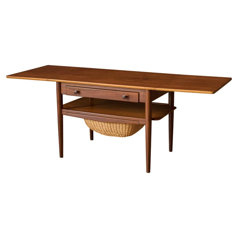 Vintage Danish Teak Expandable DropLeaf Sewing End Table at 1stDibs