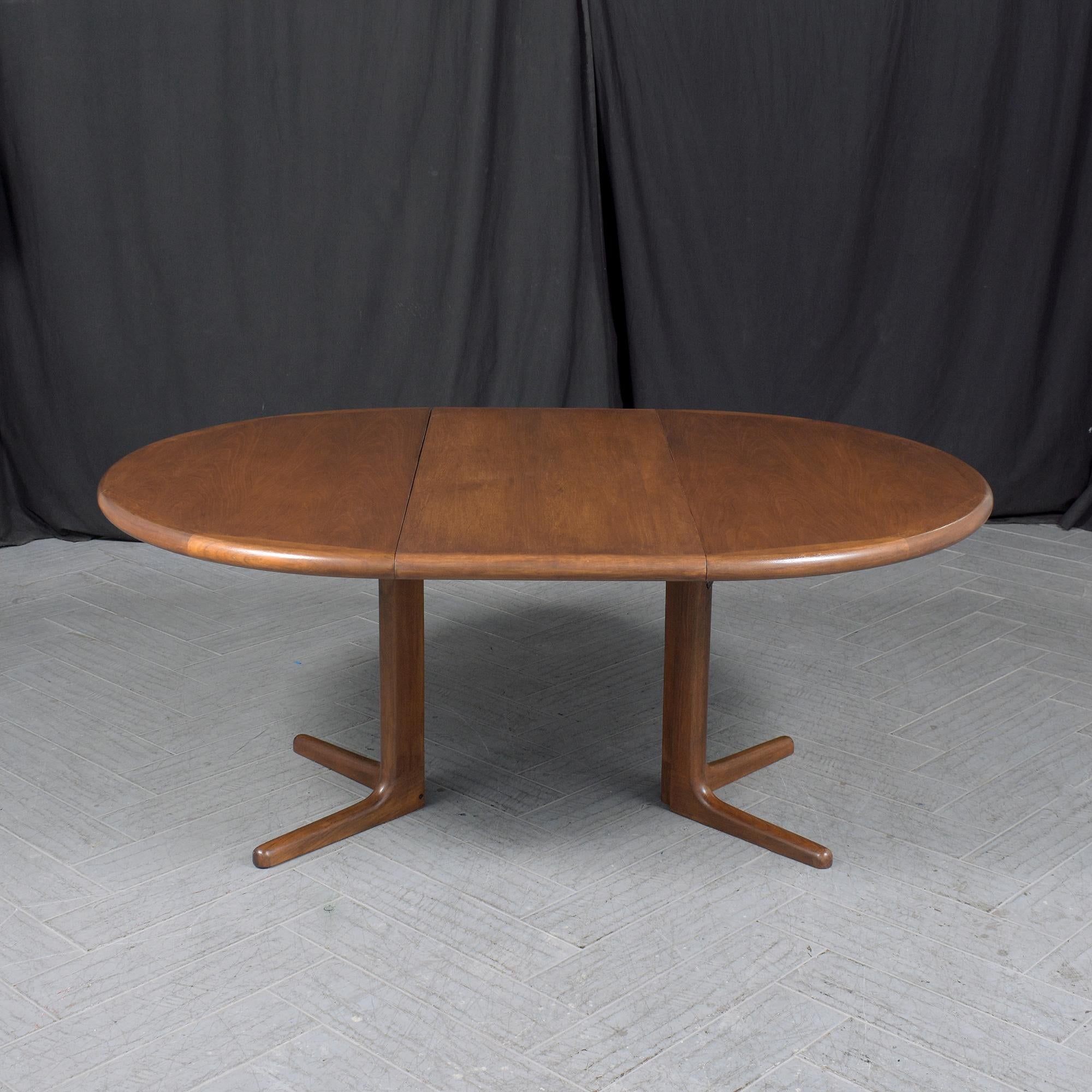 Stained Vintage Danish Extendable Dining Table: Mid-Century Modern Elegance
