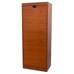 Vintage Danish Teak Filing Cabinet with Tambour Door by Bjerringbro, 1960s.