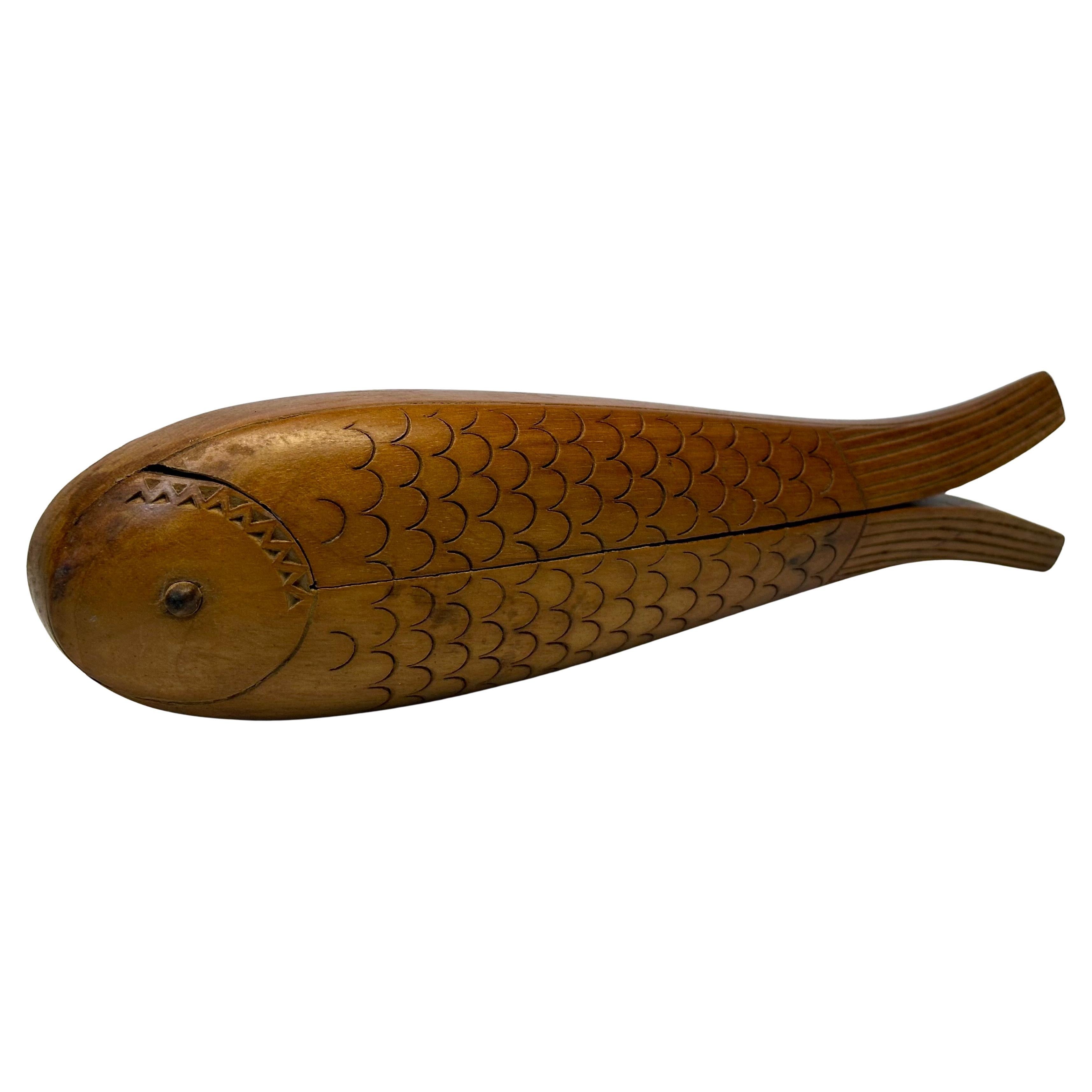 Vintage Danish Teak Fish Shaped Nutcracker with Sculptural Modernist Design