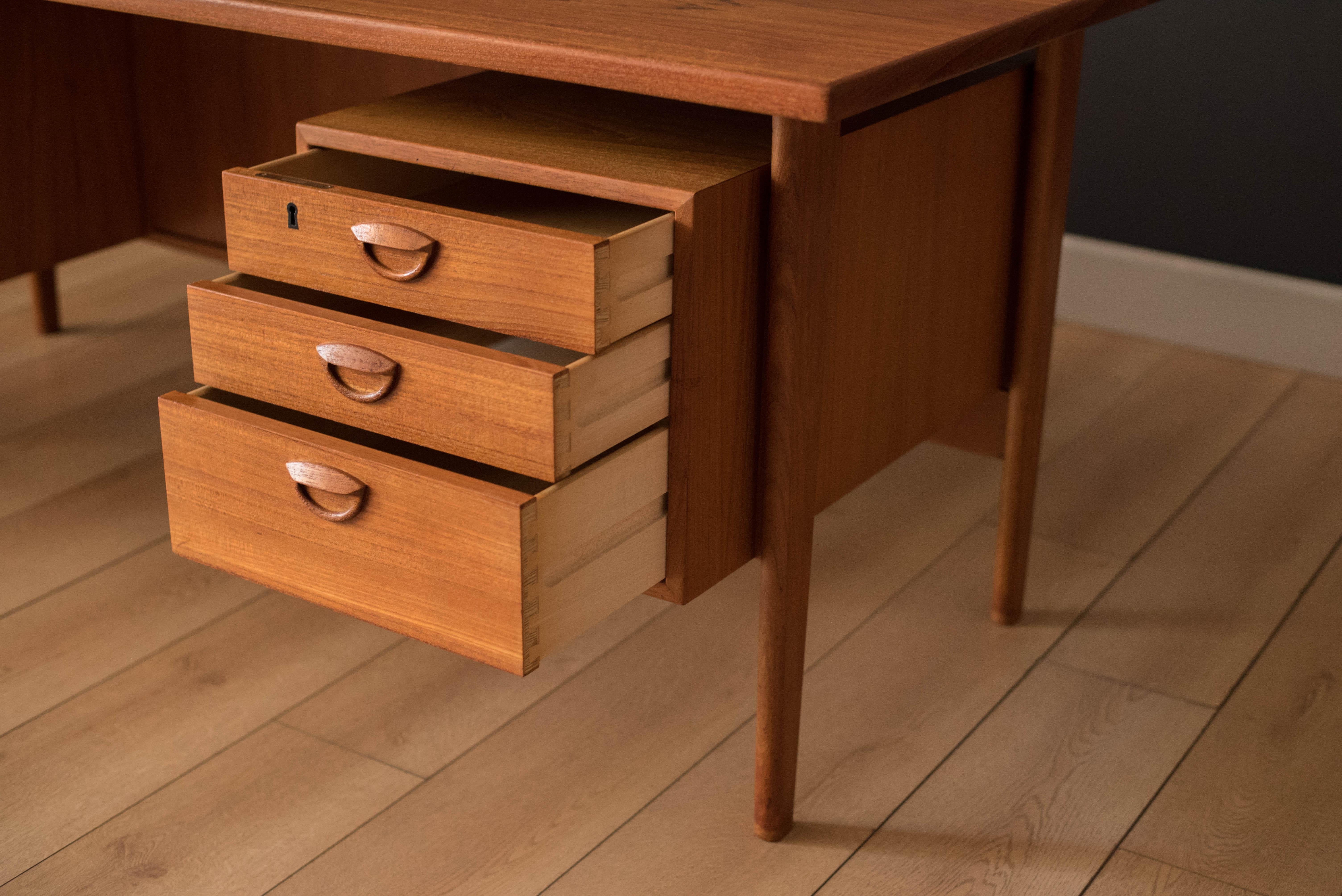 Vintage Danish Teak Floating Executive Desk by Kai Kristiansen 3