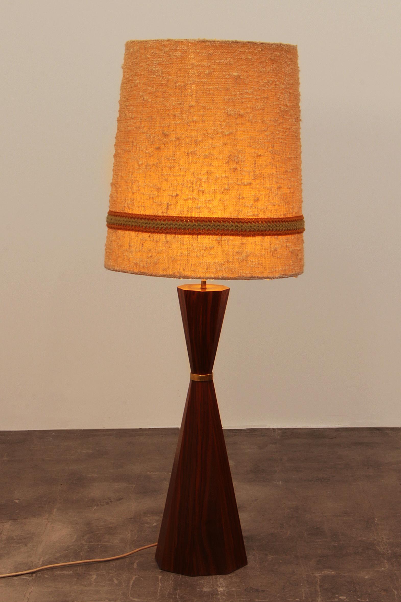 Mid-20th Century Vintage Danish Teak Floor Lamp with Original Shade - 1960s For Sale