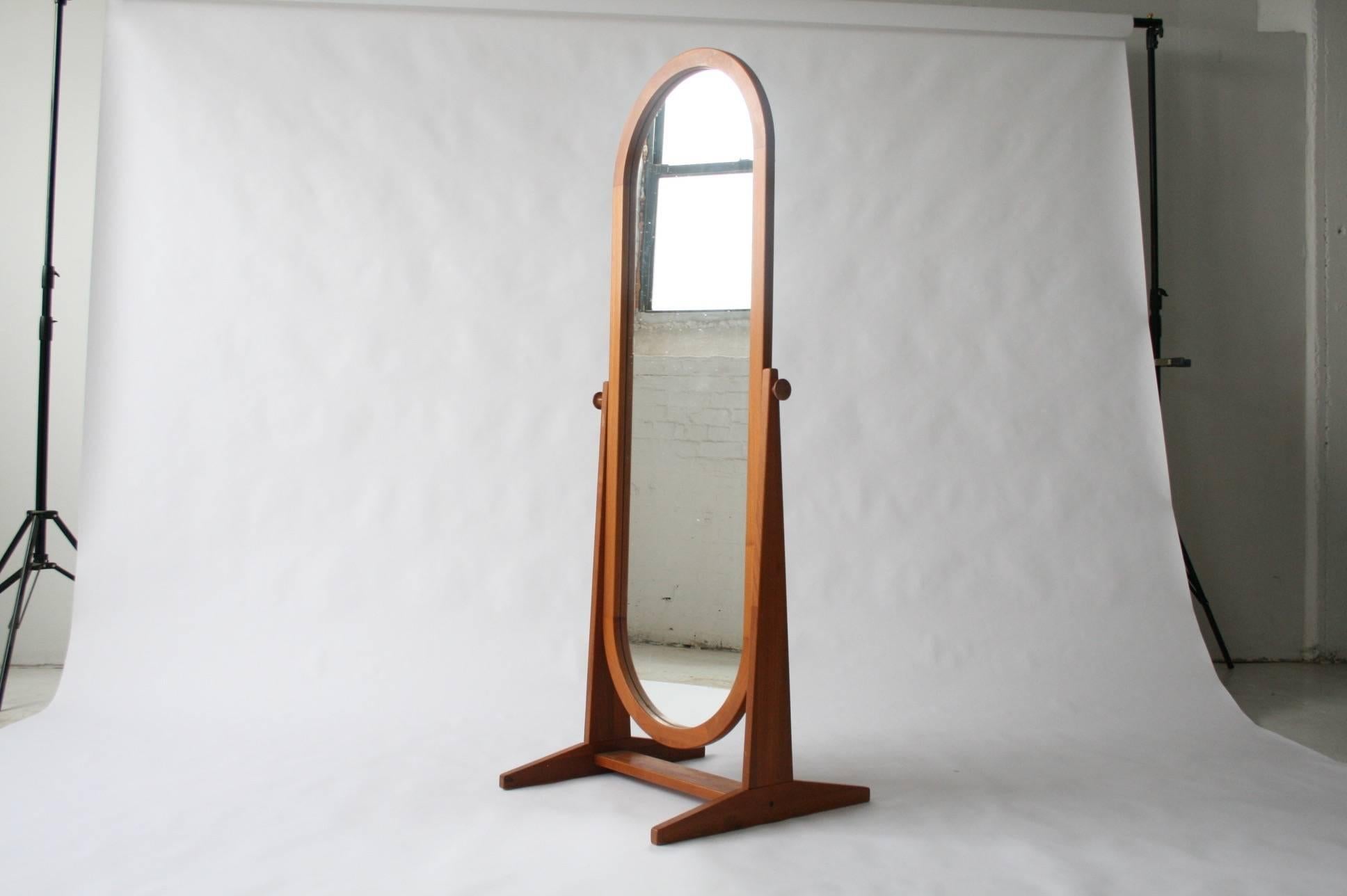 20th Century Vintage Danish Teak Floor Mirror by Pedersen and Hansen