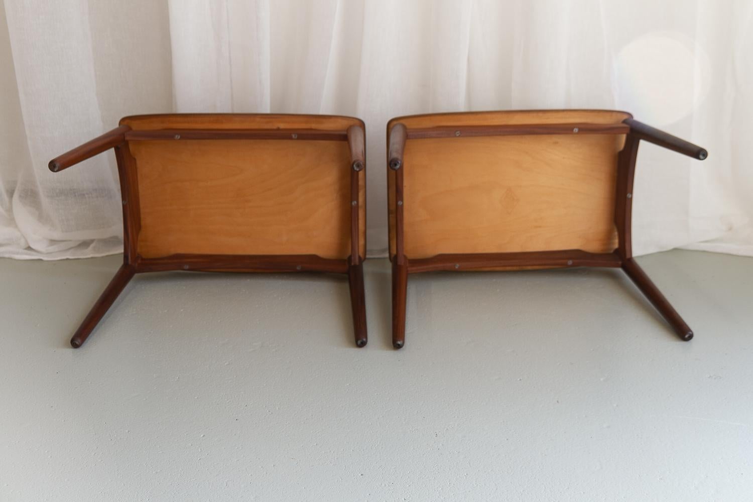 Vintage Danish Teak Fußhocker von Sigfred Omann für Ølholm 1950s. 2er Set. im Angebot 7