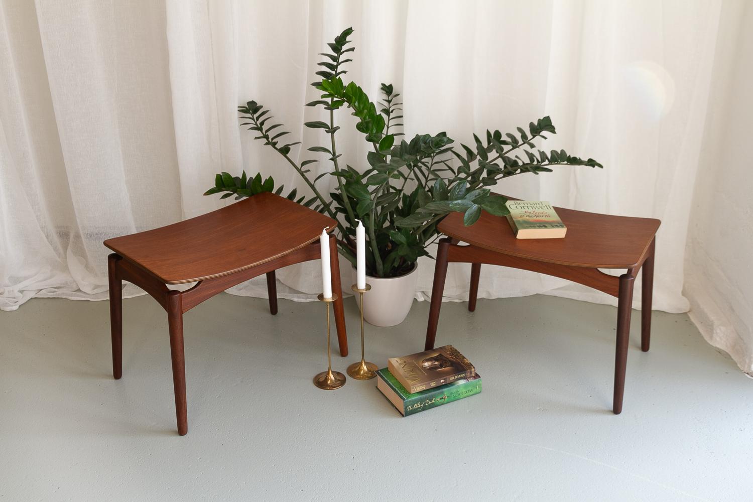 Vintage Danish Teak Fußhocker von Sigfred Omann für Ølholm 1950s. 2er Set. im Angebot 9