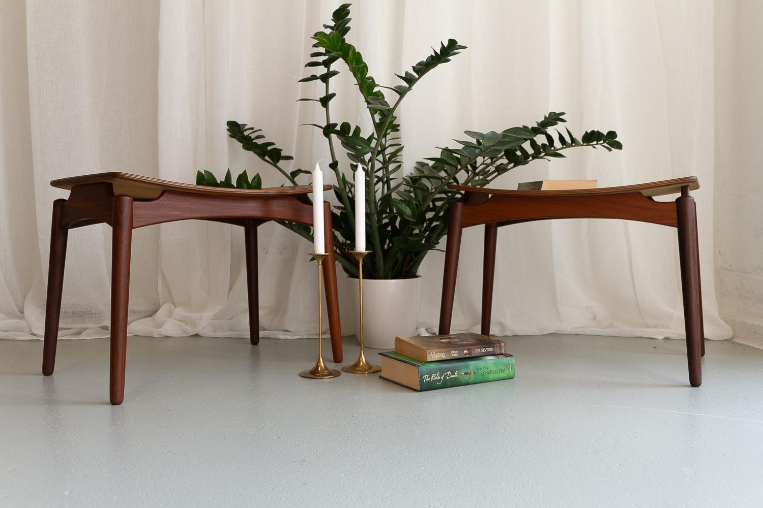 Vintage Danish Teak Fußhocker von Sigfred Omann für Ølholm 1950s. 2er Set. im Angebot 10