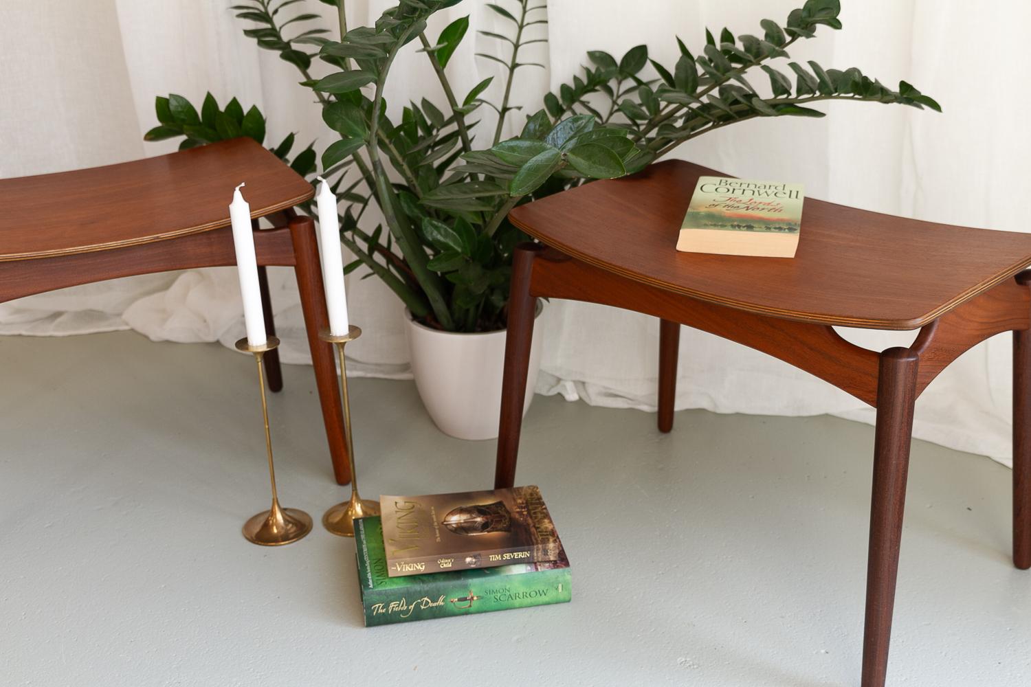 Vintage Danish Teak Fußhocker von Sigfred Omann für Ølholm 1950s. 2er Set. im Angebot 11
