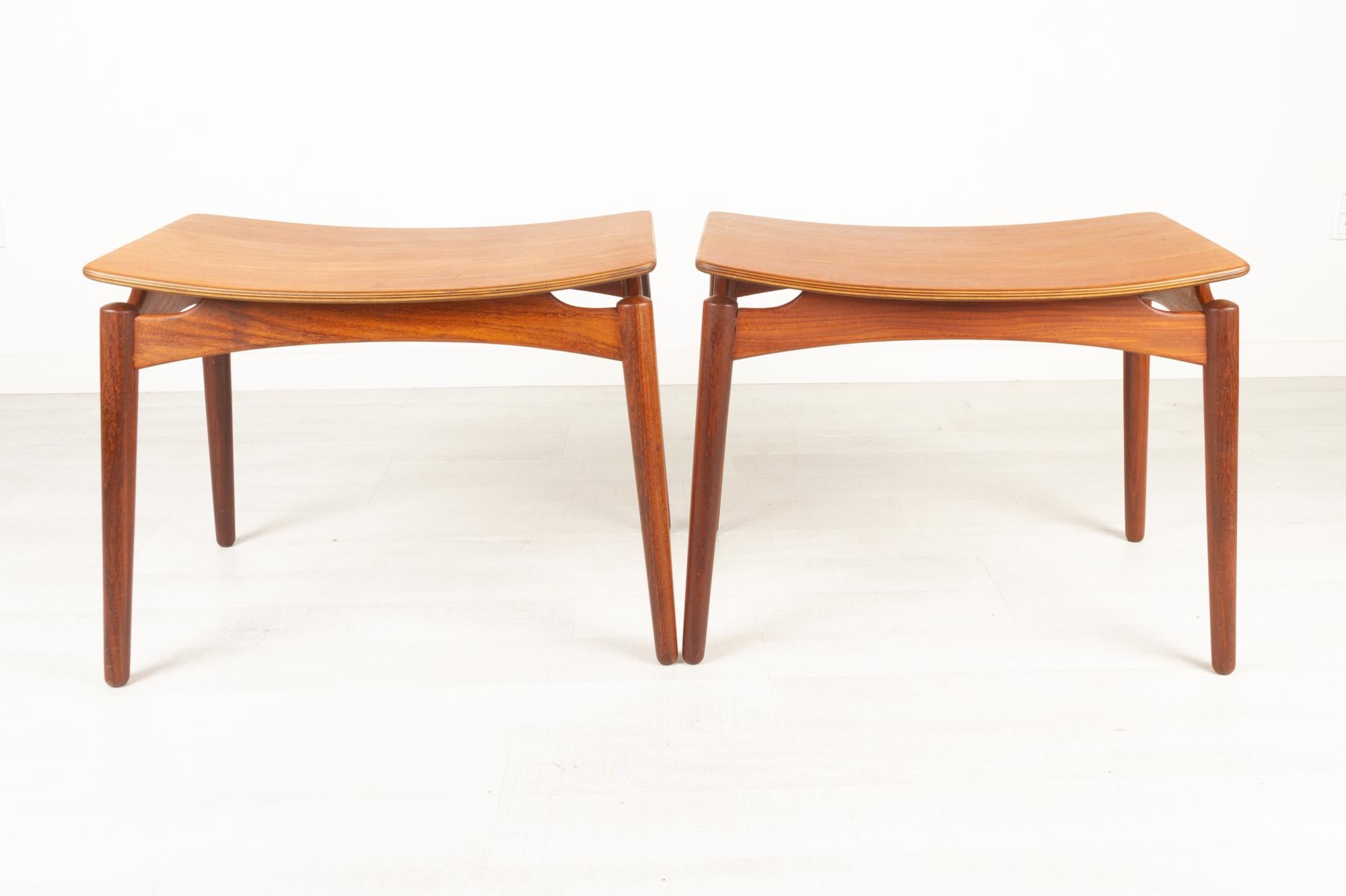 Vintage Danish Teak Footstools by Sigfred Omann for Ølholm 1950s Set of 2 1