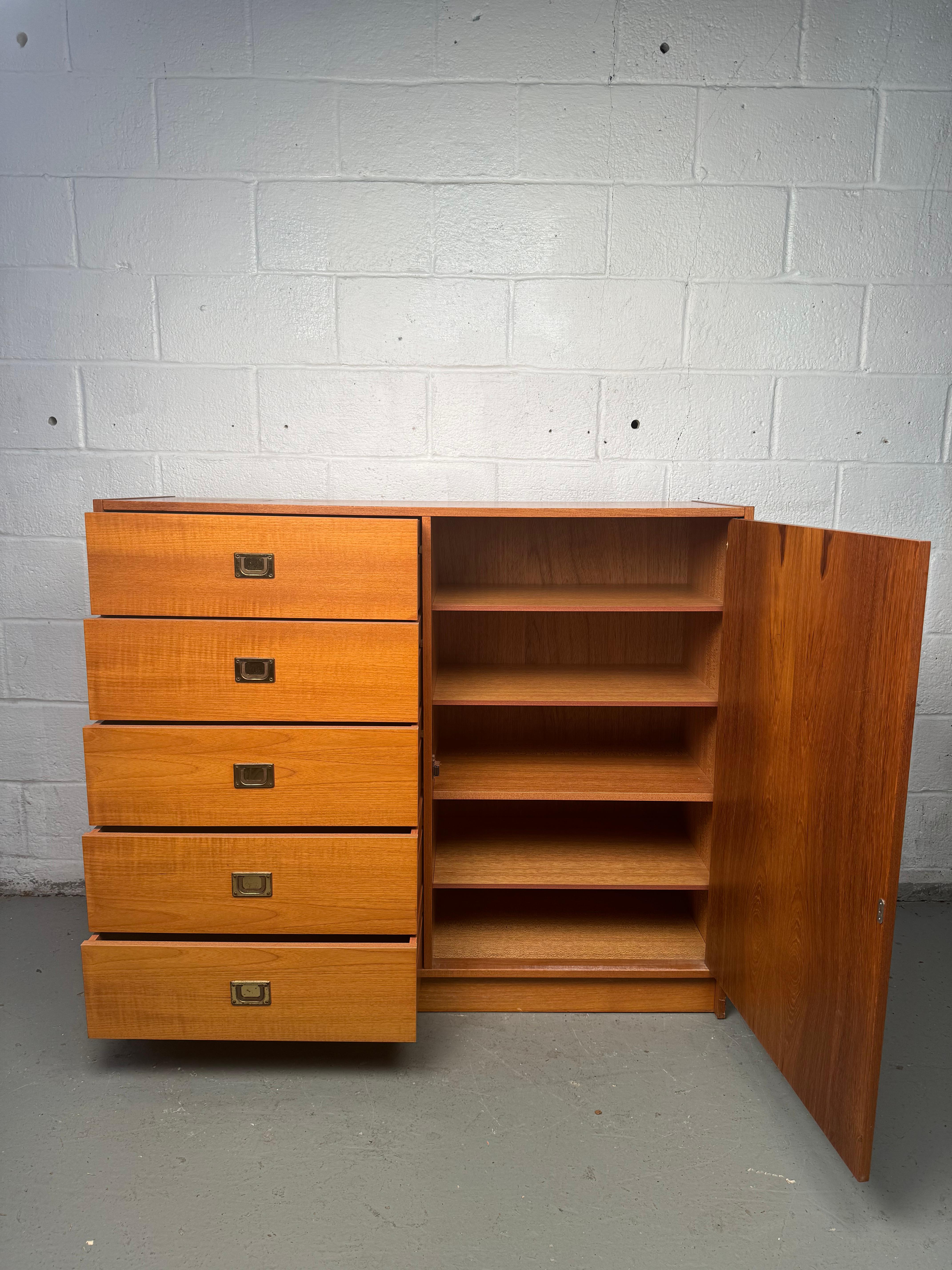 Campaign Style Danish Teak Gentleman's Dresser For Sale 3