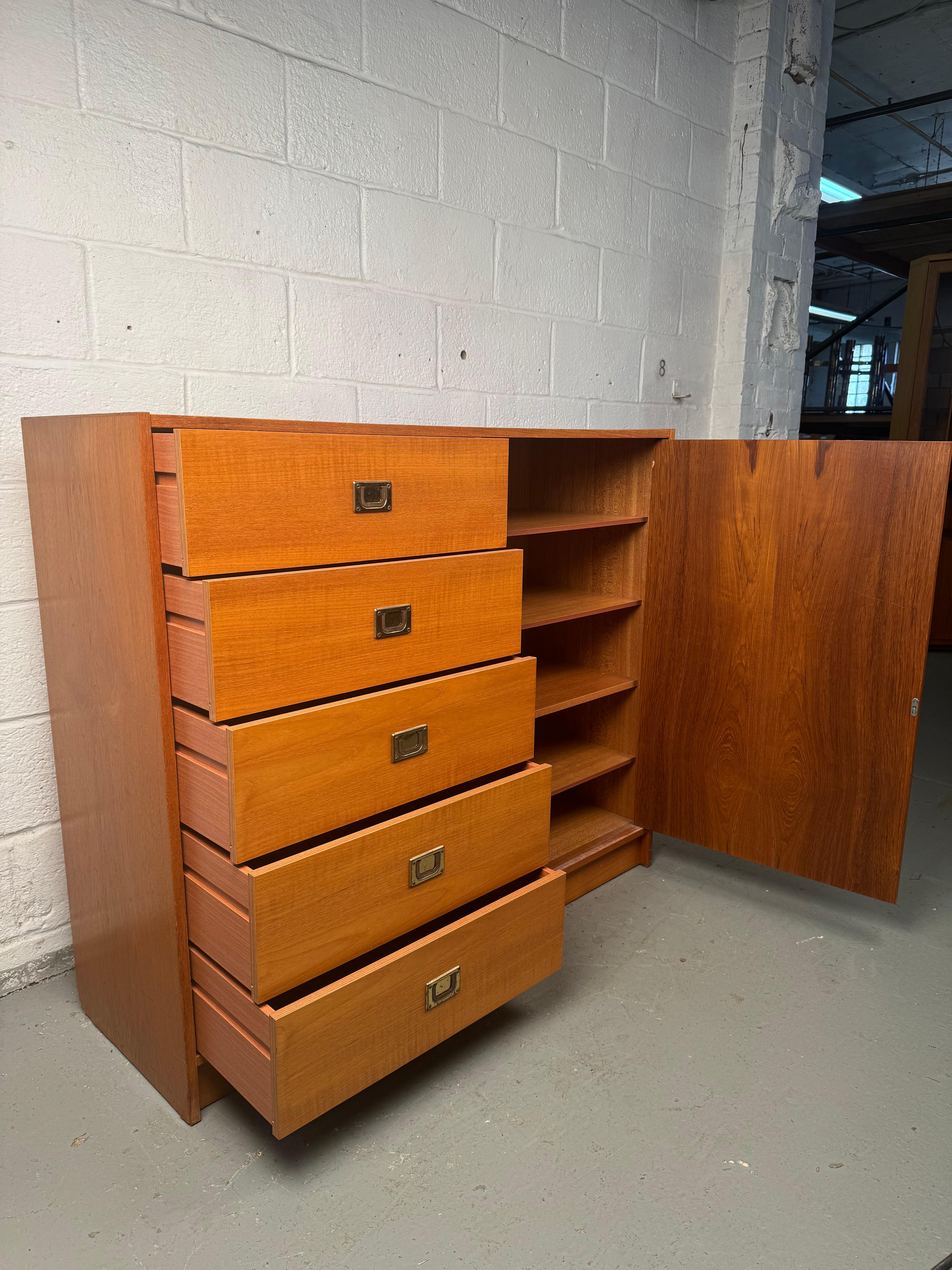 Campaign Style Danish Teak Gentleman's Dresser For Sale 4