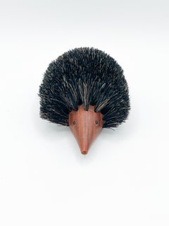 Vintage Danish Teak Hedgehog Lint Brush – Mid-Century Modern, Johannesen, 1960s
