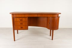 Vintage Danish Teak Kidney Desk, 1950s