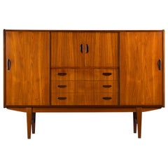 Vintage Danish Teak Midcentury High Sideboard, 1960s