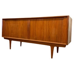 Vintage Danish Teak Mid Century Modern Tambour Door Credenza . Denmark Import.