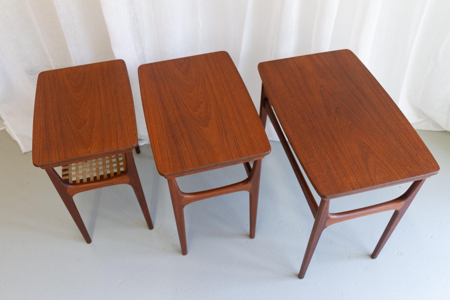 Vintage Danish Teak Nesting Tables by Erling Torvits for Heltborg Møbler 1950s. For Sale 6