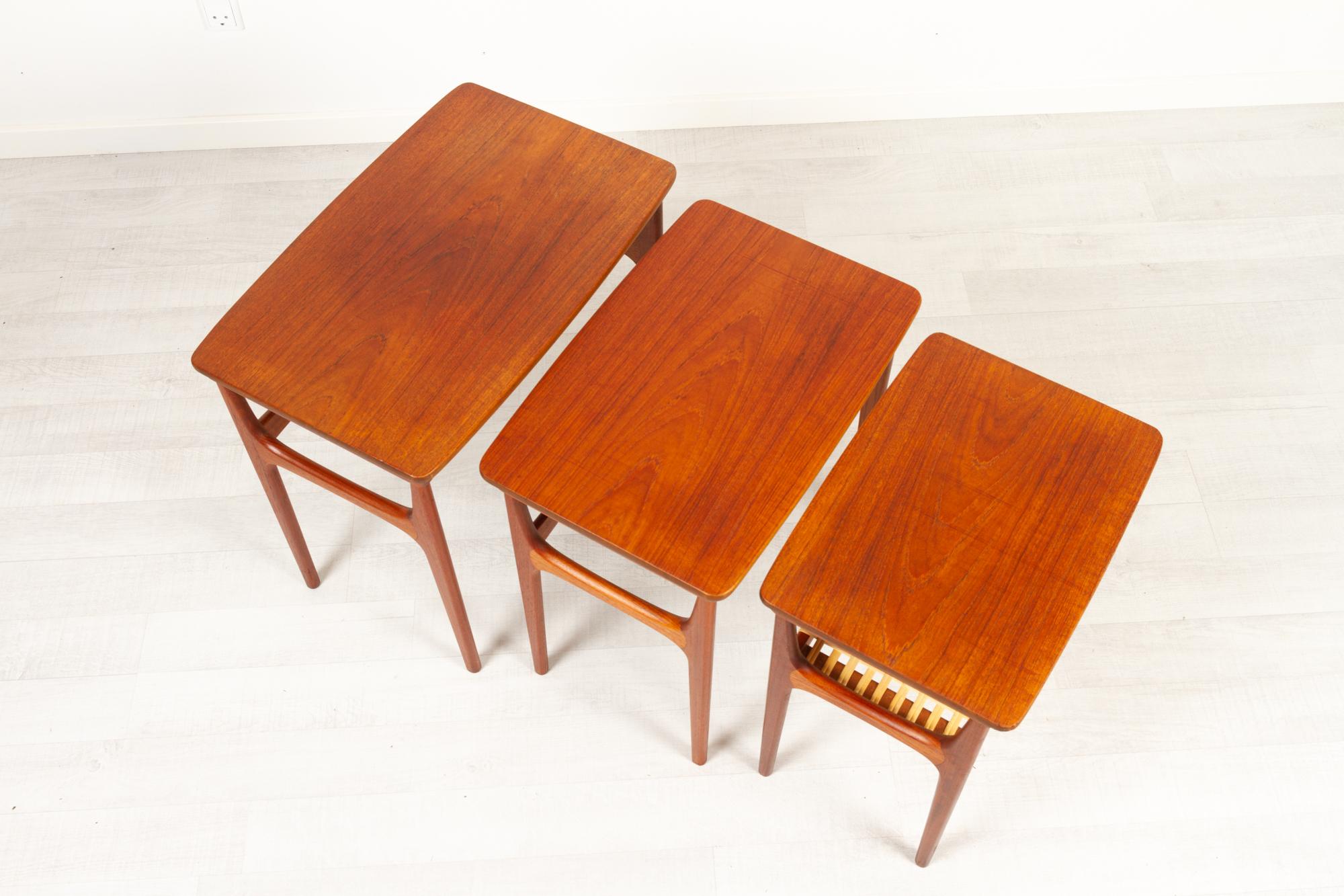 Vintage Danish Teak Nesting Tables by Erling Torvits for Heltborg Møbler 1950s For Sale 4