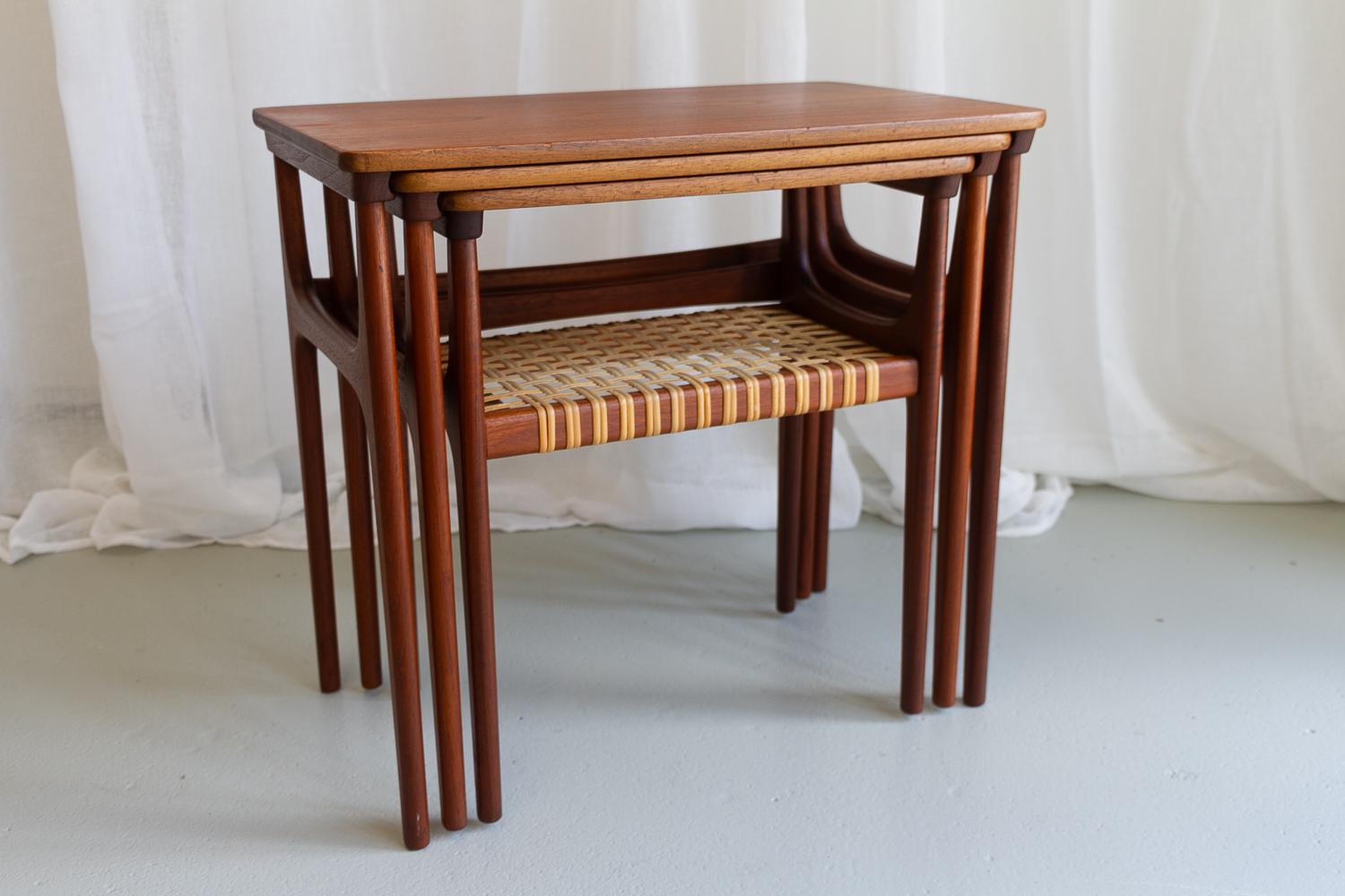 Vintage Danish Teak Nesting Tables by Erling Torvits for Heltborg Møbler 1950s. For Sale 7