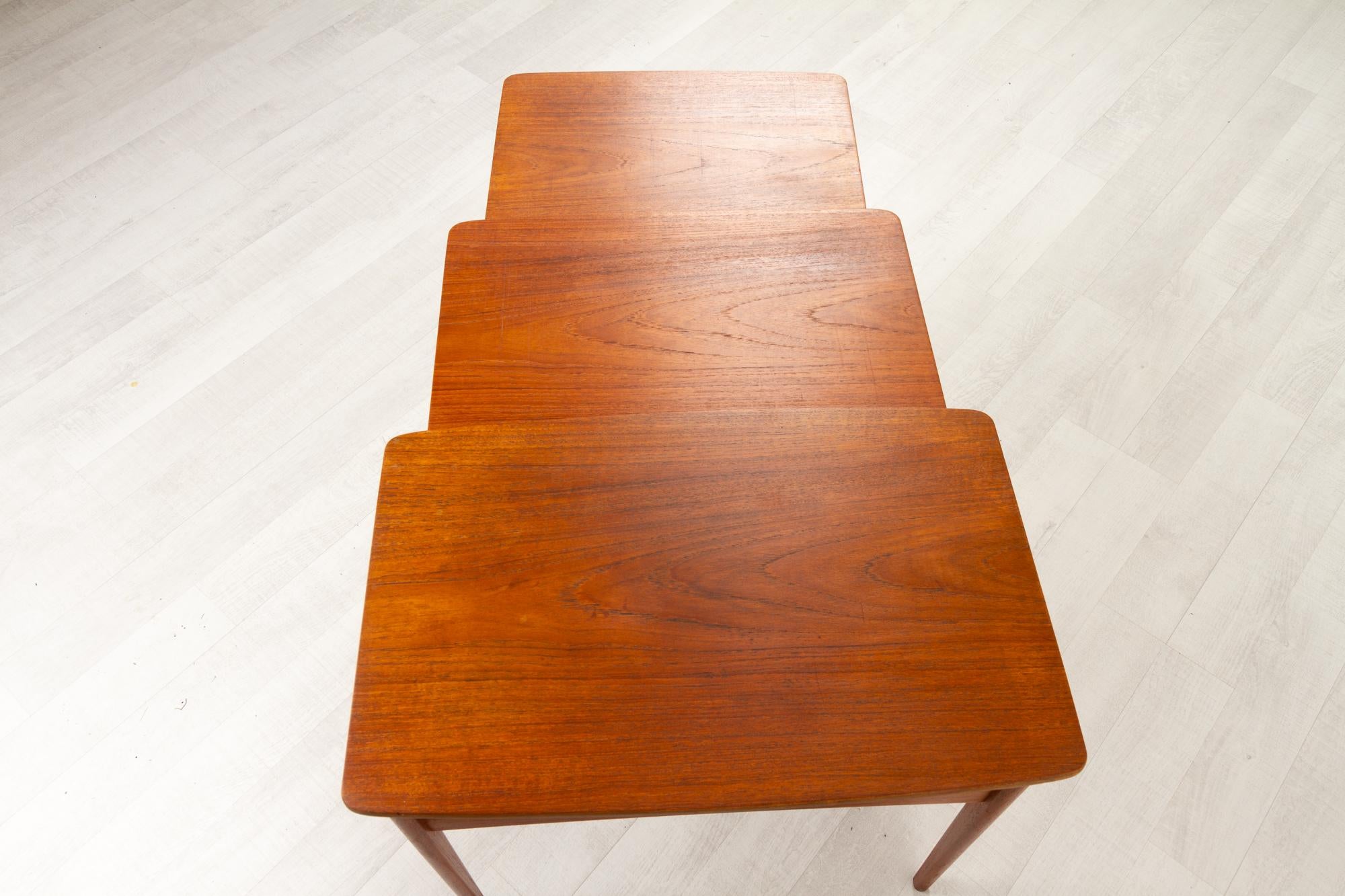 Vintage Danish Teak Nesting Tables by Erling Torvits for Heltborg Møbler 1950s 5