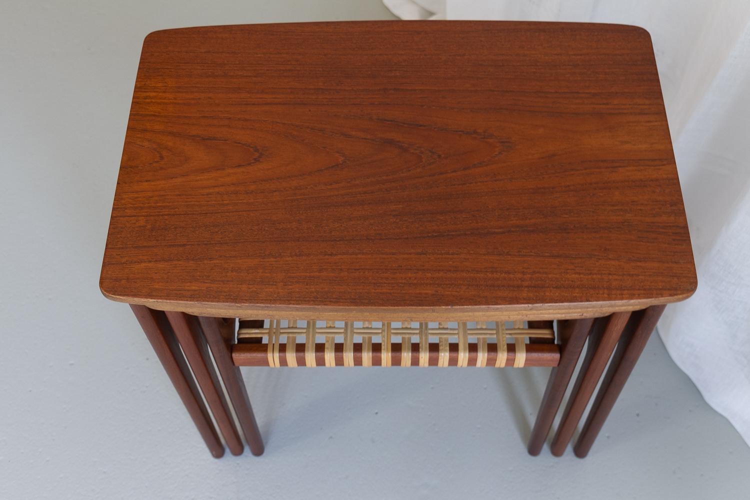 Vintage Danish Teak Nesting Tables by Erling Torvits for Heltborg Møbler 1950s. For Sale 9