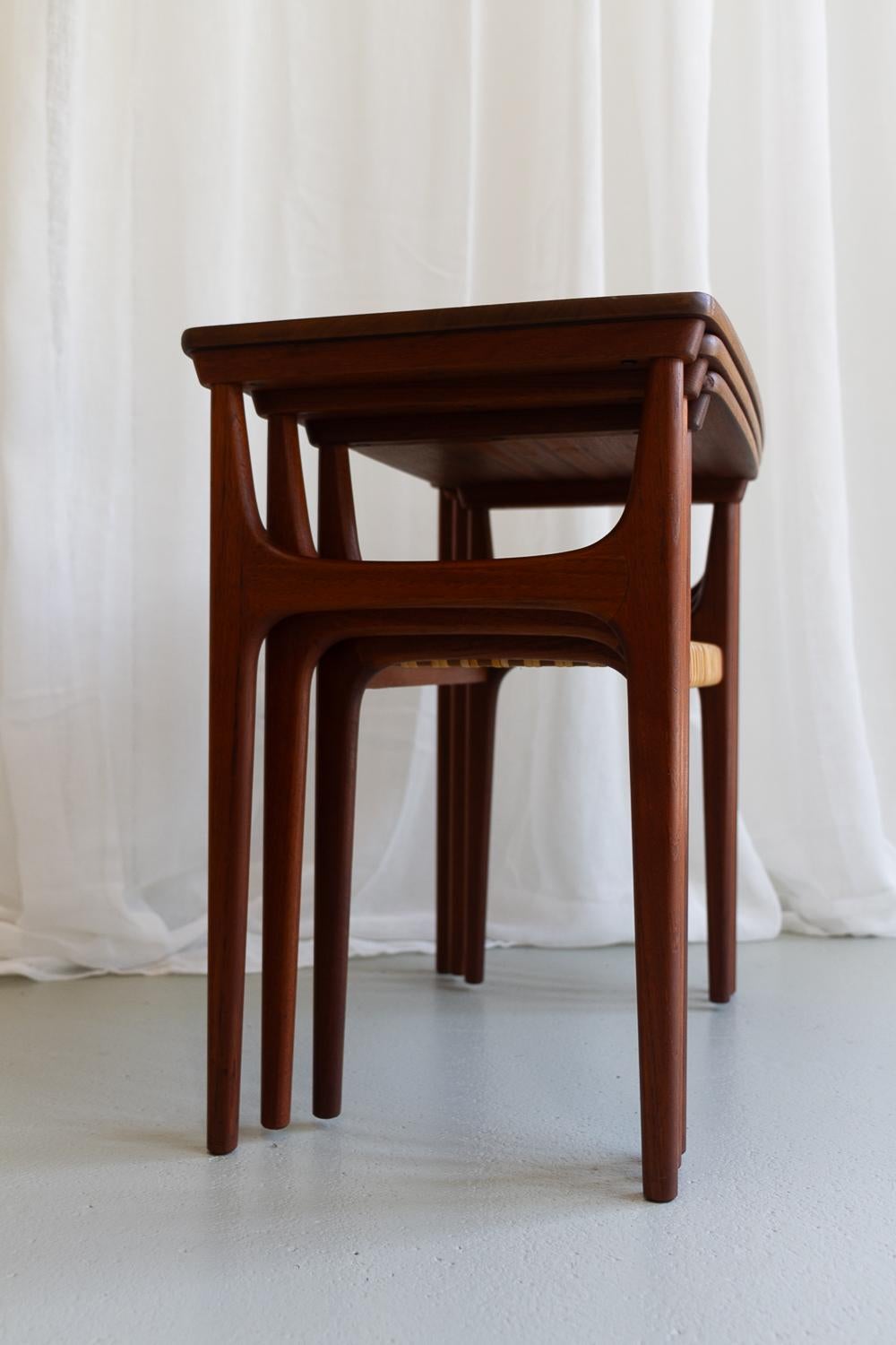 Vintage Danish Teak Nesting Tables by Erling Torvits for Heltborg Møbler 1950s. For Sale 10