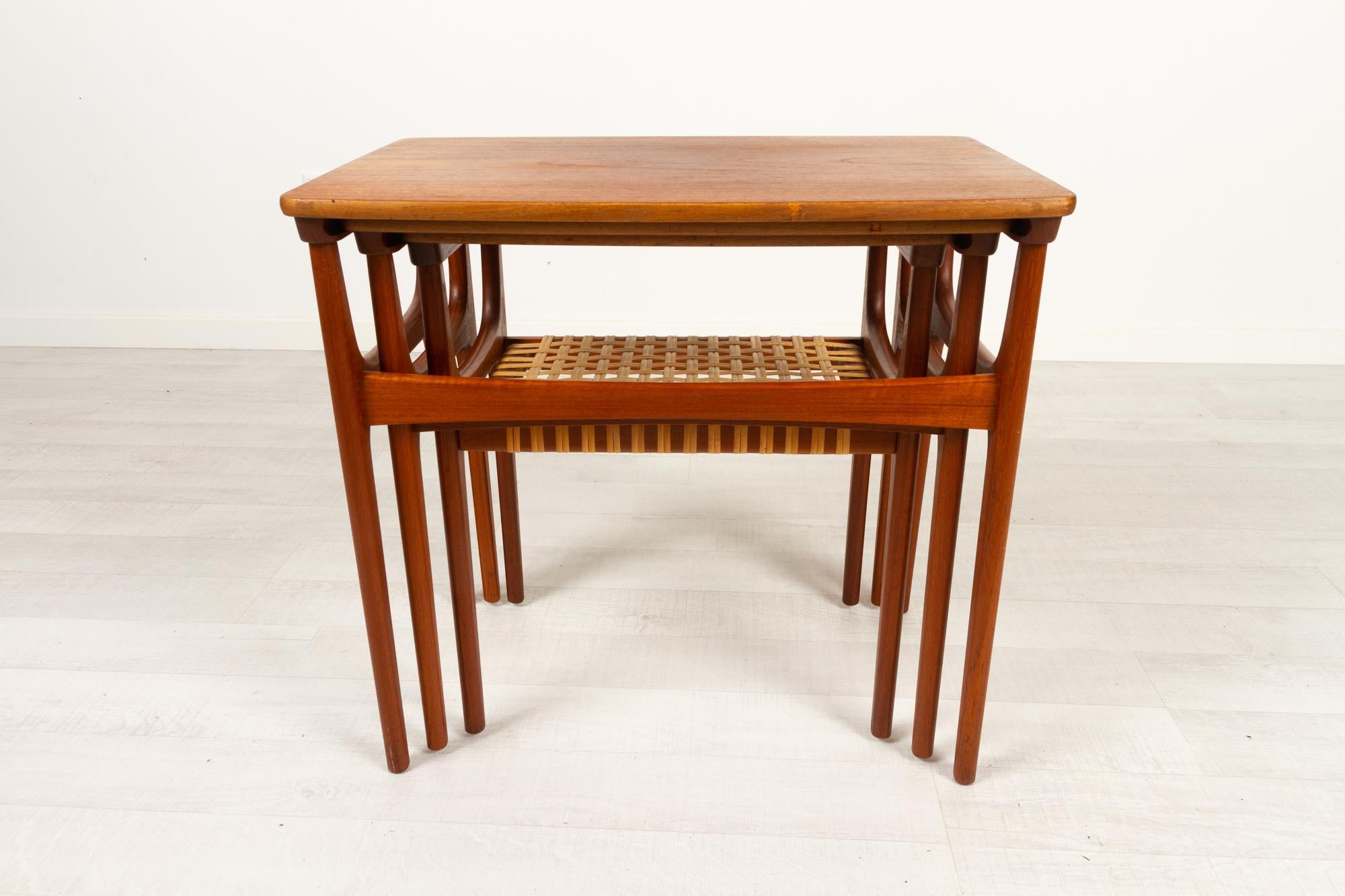Mid-20th Century Vintage Danish Teak Nesting Tables by Erling Torvits for Heltborg Møbler 1950s For Sale