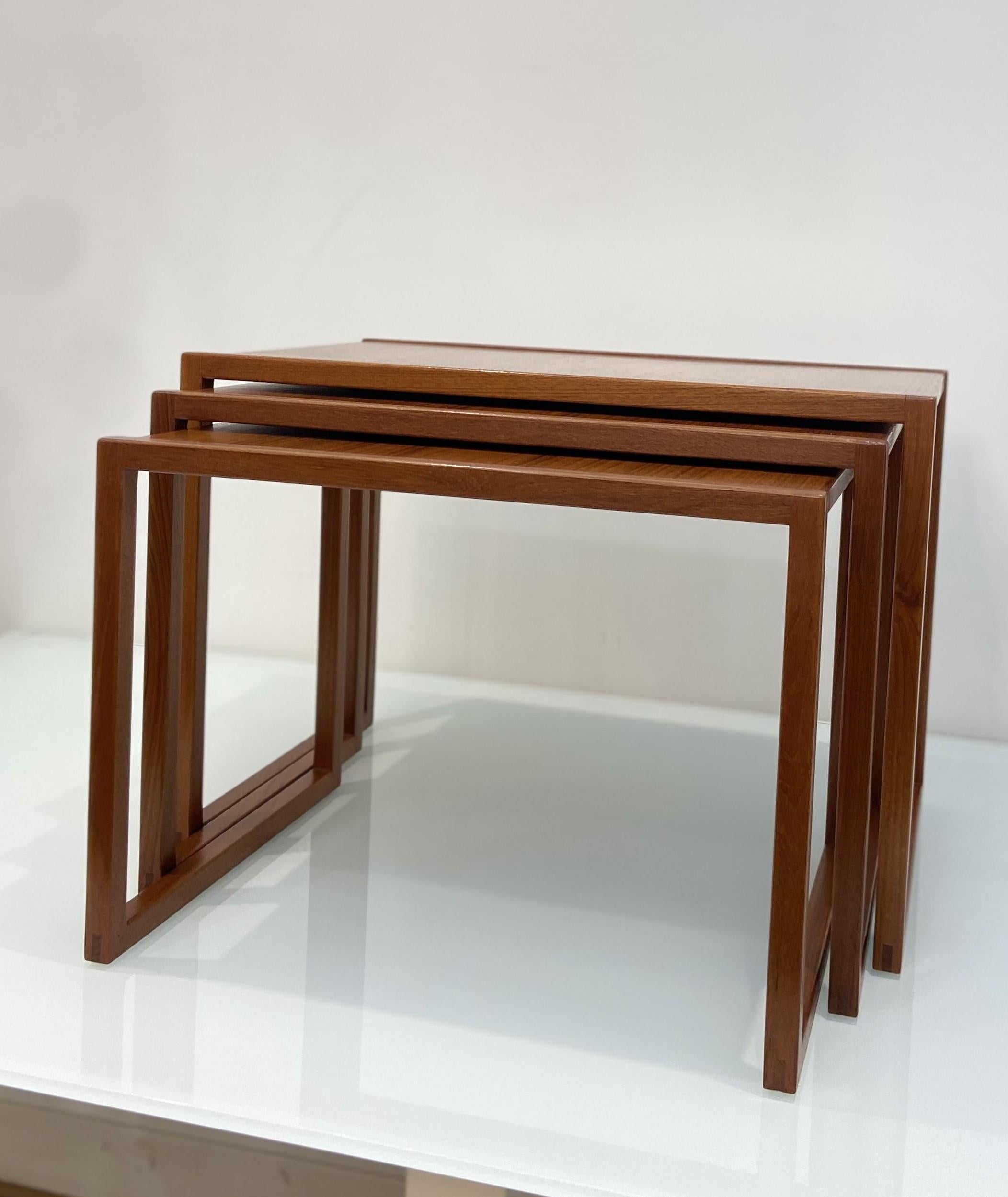 Vintage Danish Teak Nesting Tables By Kai Kristiansen For Vildbjerg Mobelfabrik For Sale 5