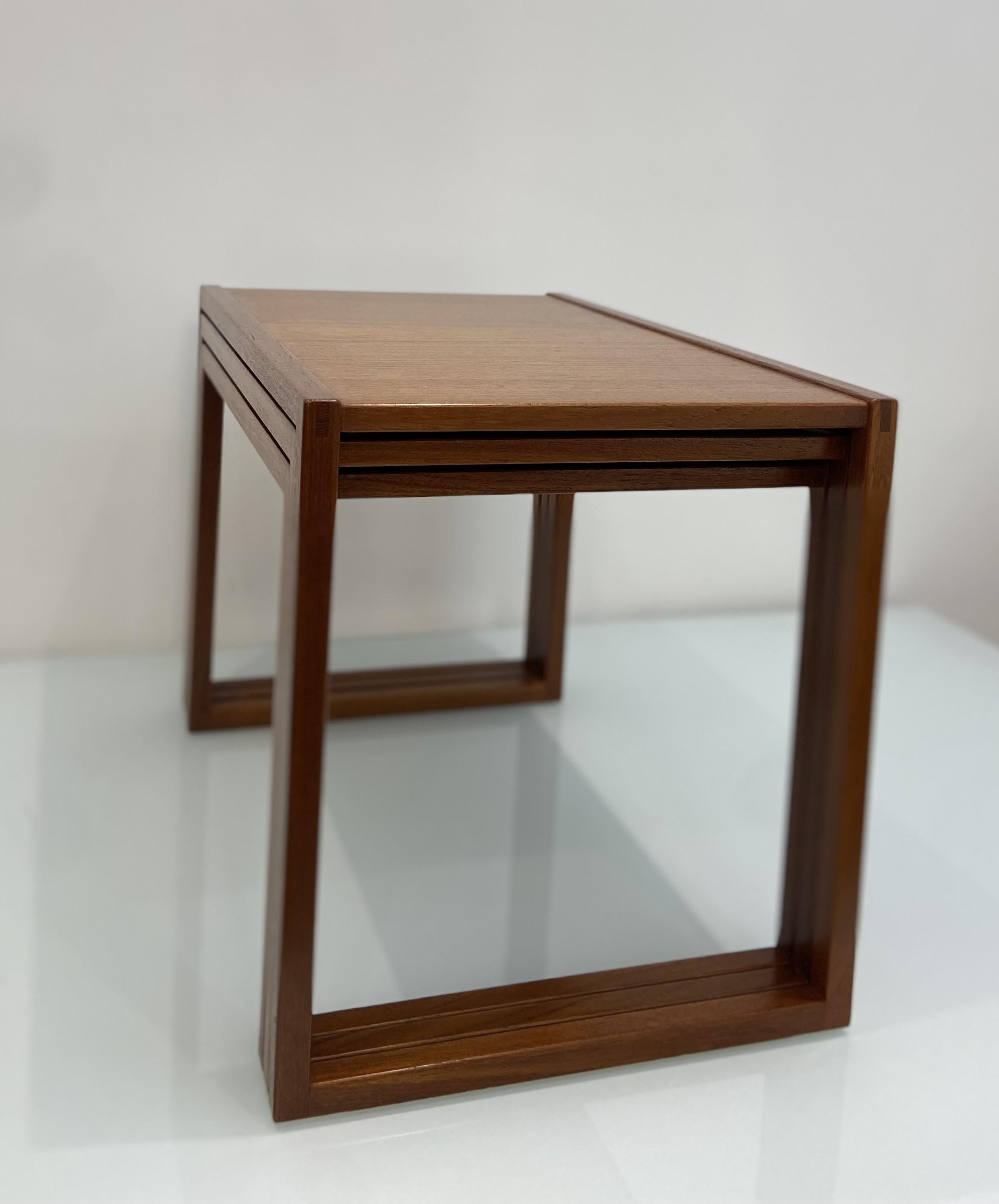 Vintage Danish Teak Nesting Tables By Kai Kristiansen For Vildbjerg Mobelfabrik For Sale 1