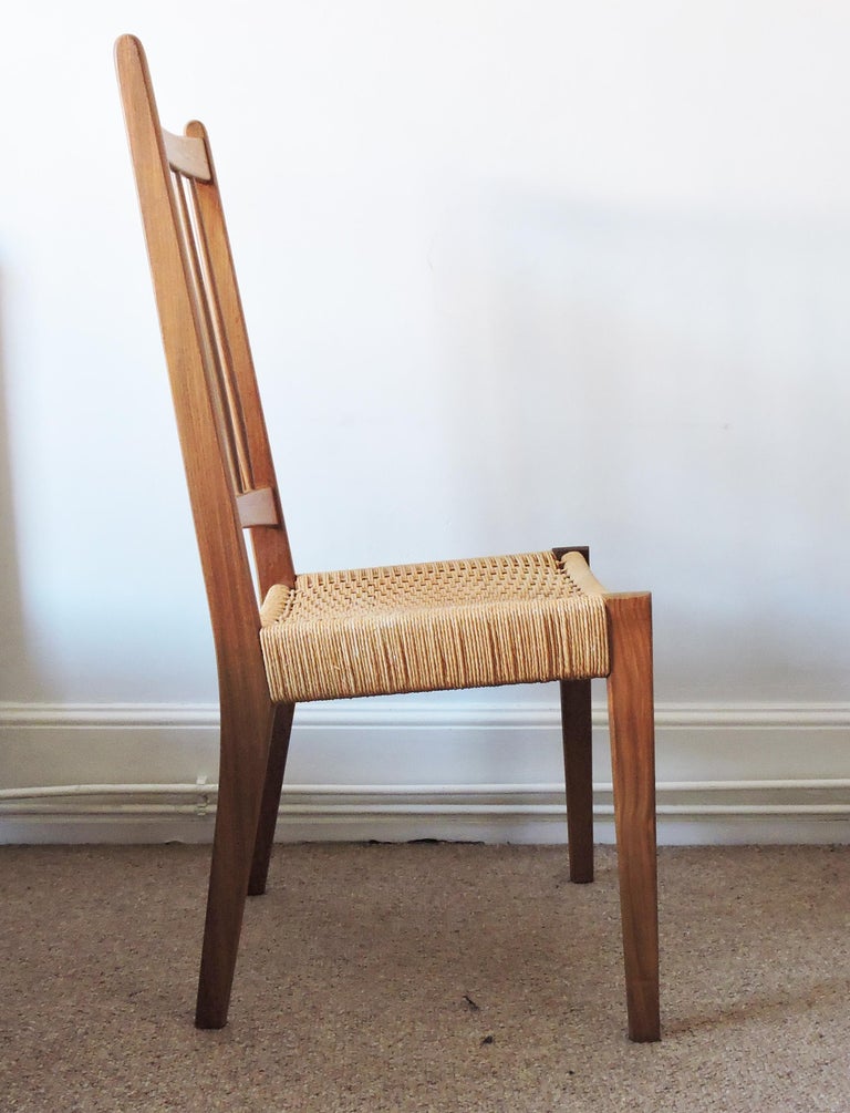 Vintage Danish Teak and Paper Cord Dining Chairs, Set of 4 at 1stDibs