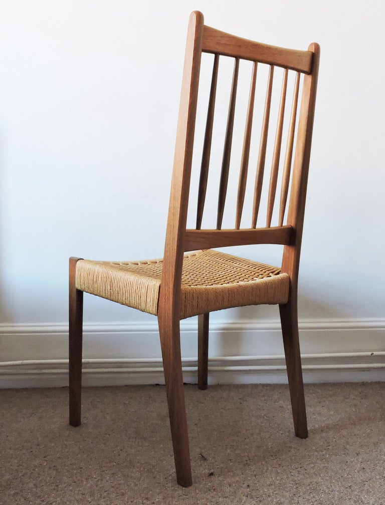 Vintage Danish Teak and Paper Cord Dining Chairs, Set of 4 at 1stDibs