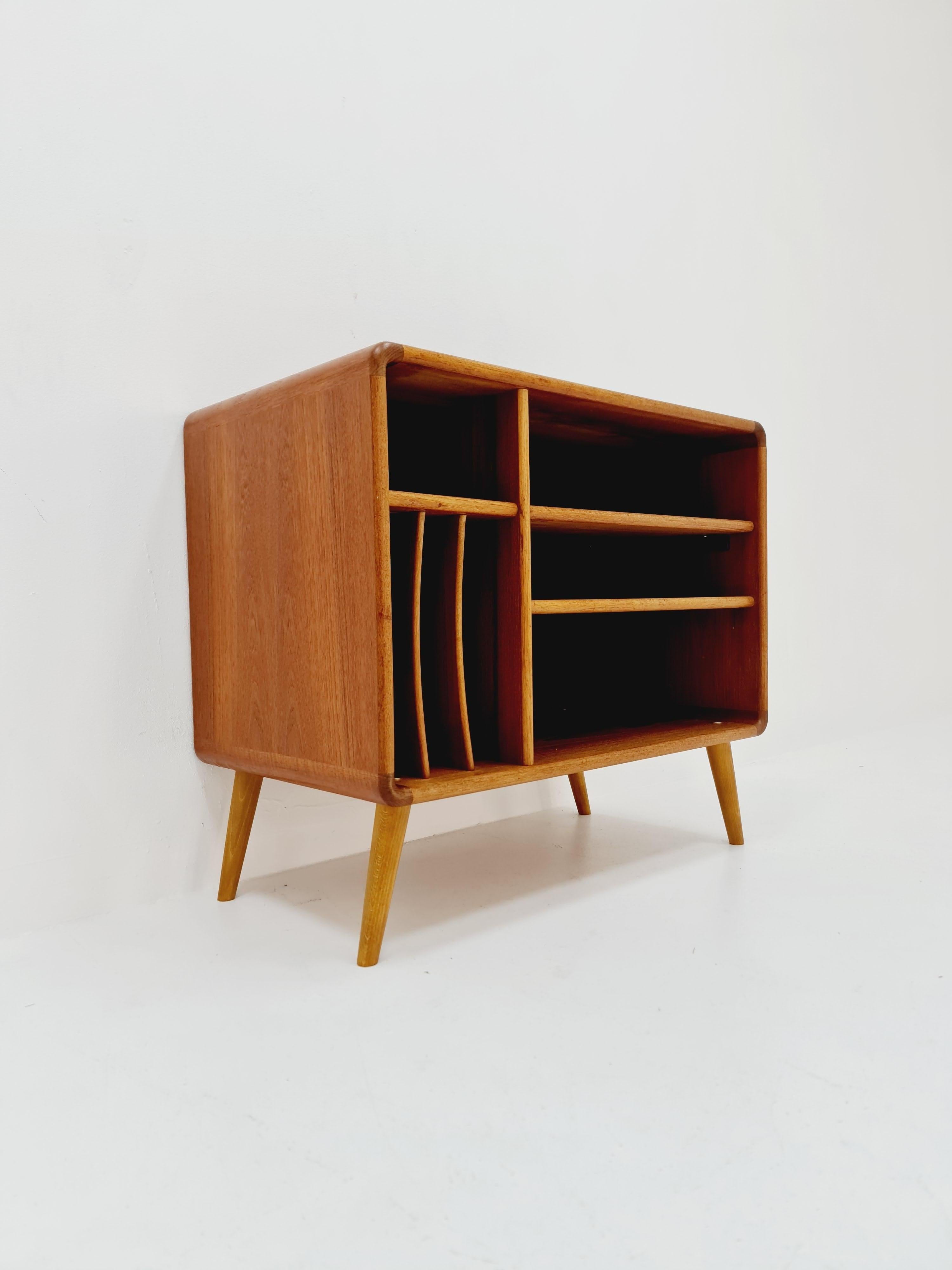 Vintage Danish teak record cabinet sideboard By Salin Möbler 1