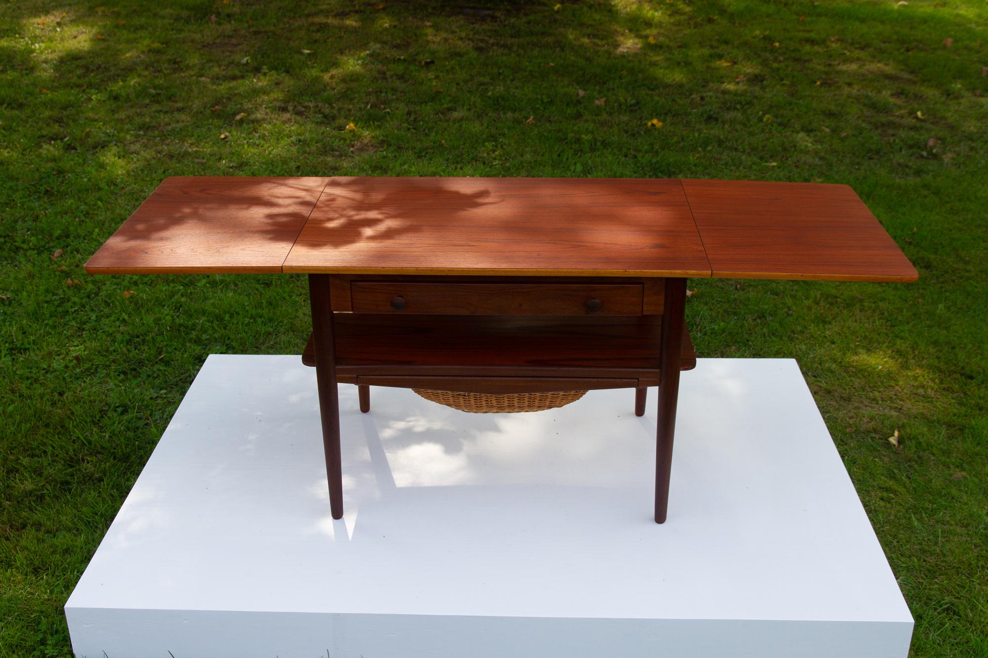 Vintage Danish Teak Sewing Table, 1960s In Good Condition In Asaa, DK