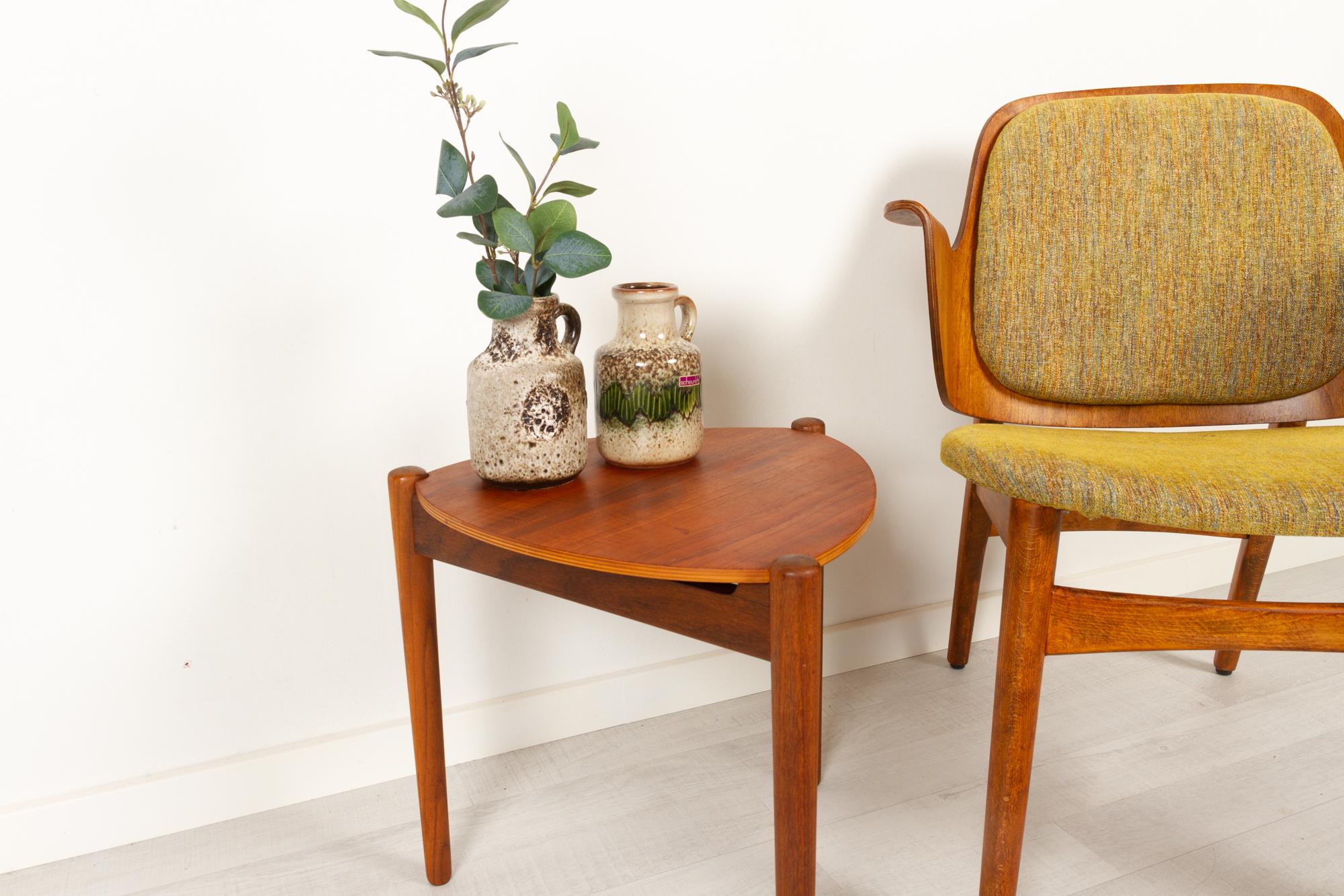 Vintage Danish Teak Side Table and Stool by Hans Olsen, 1950s 7