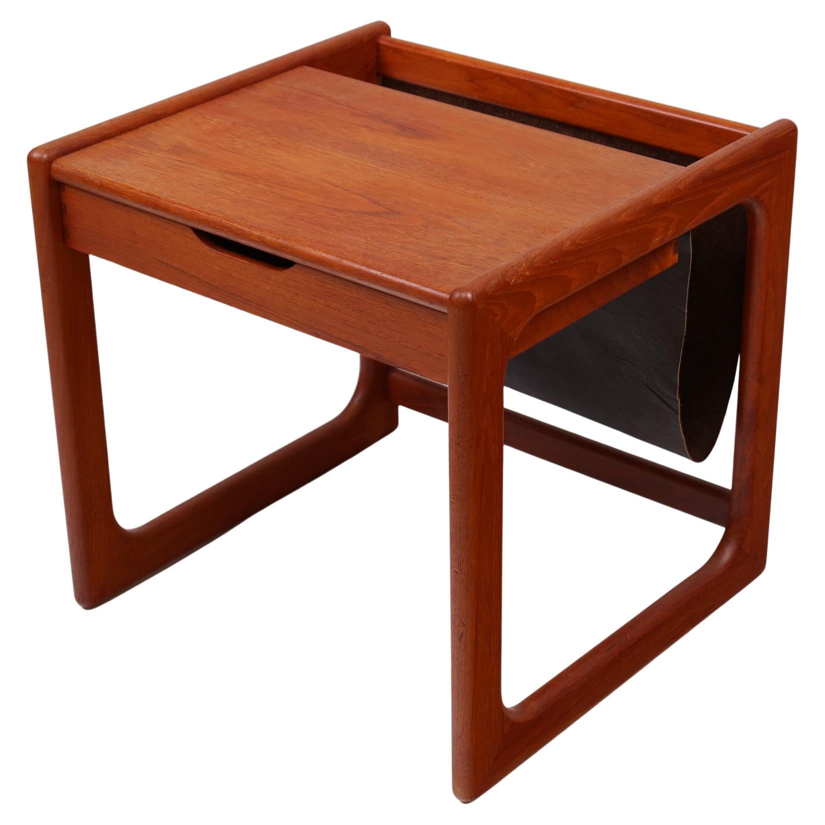 Vintage Danish Teak Table and Magazine Rack by Nyborg