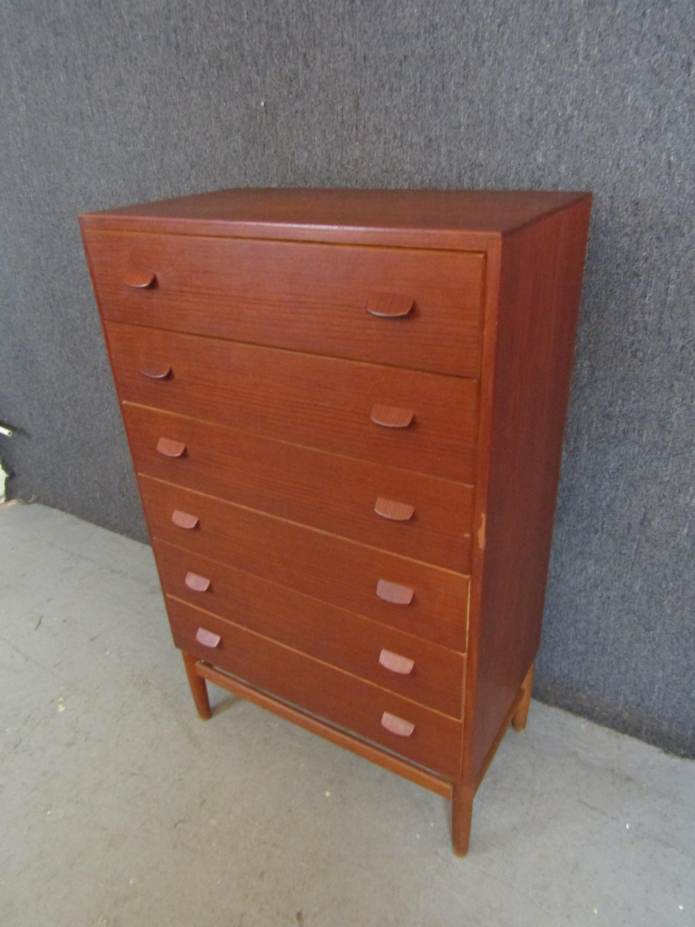 Mid-Century Modern Vintage Danish Teak Tall Dresser by Poul Volther For Sale