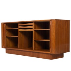 Danish Teak Tambour Credenza by Bernhard Pedersen & Son with Finished Back